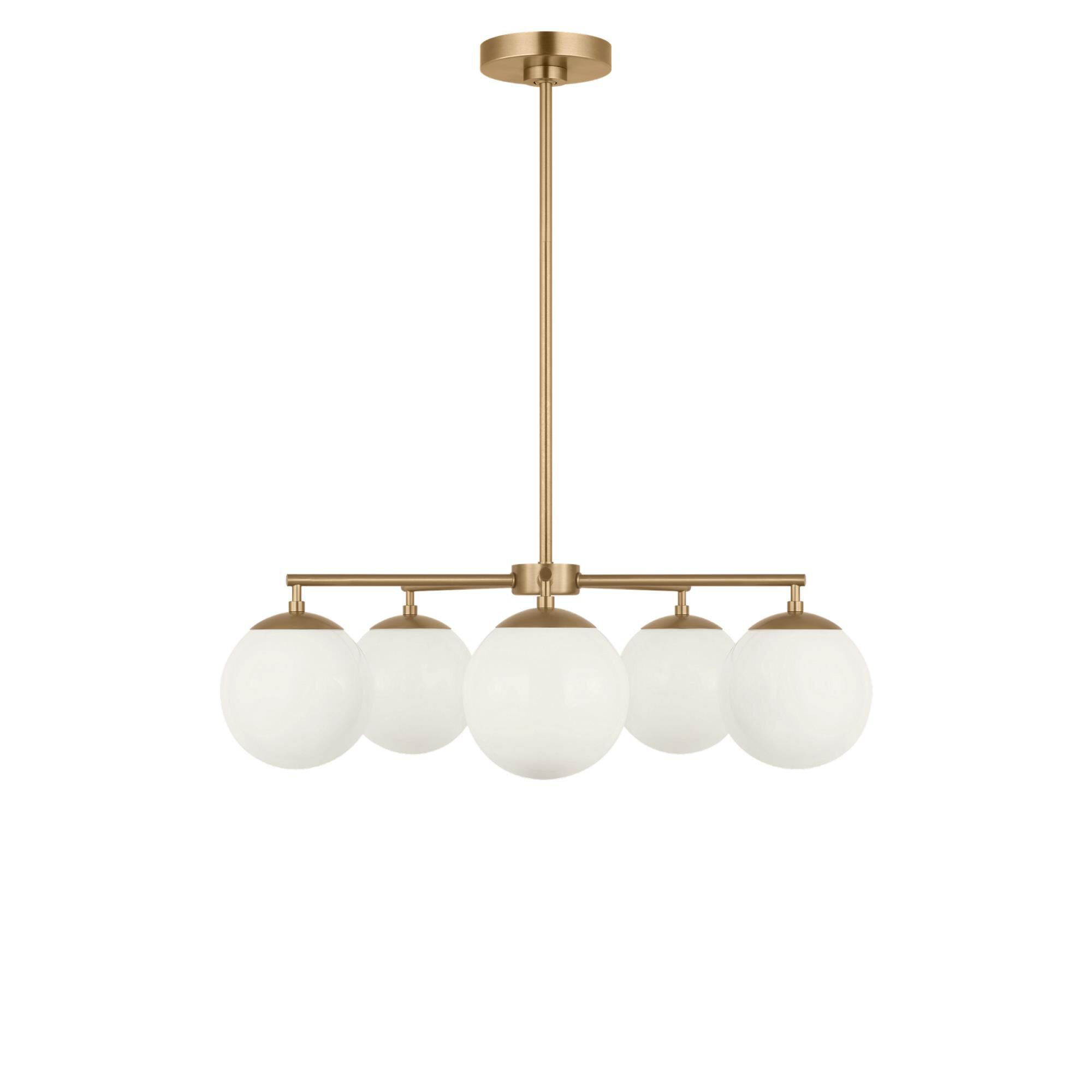 Shown in Satin Brass finish and Clear White glass