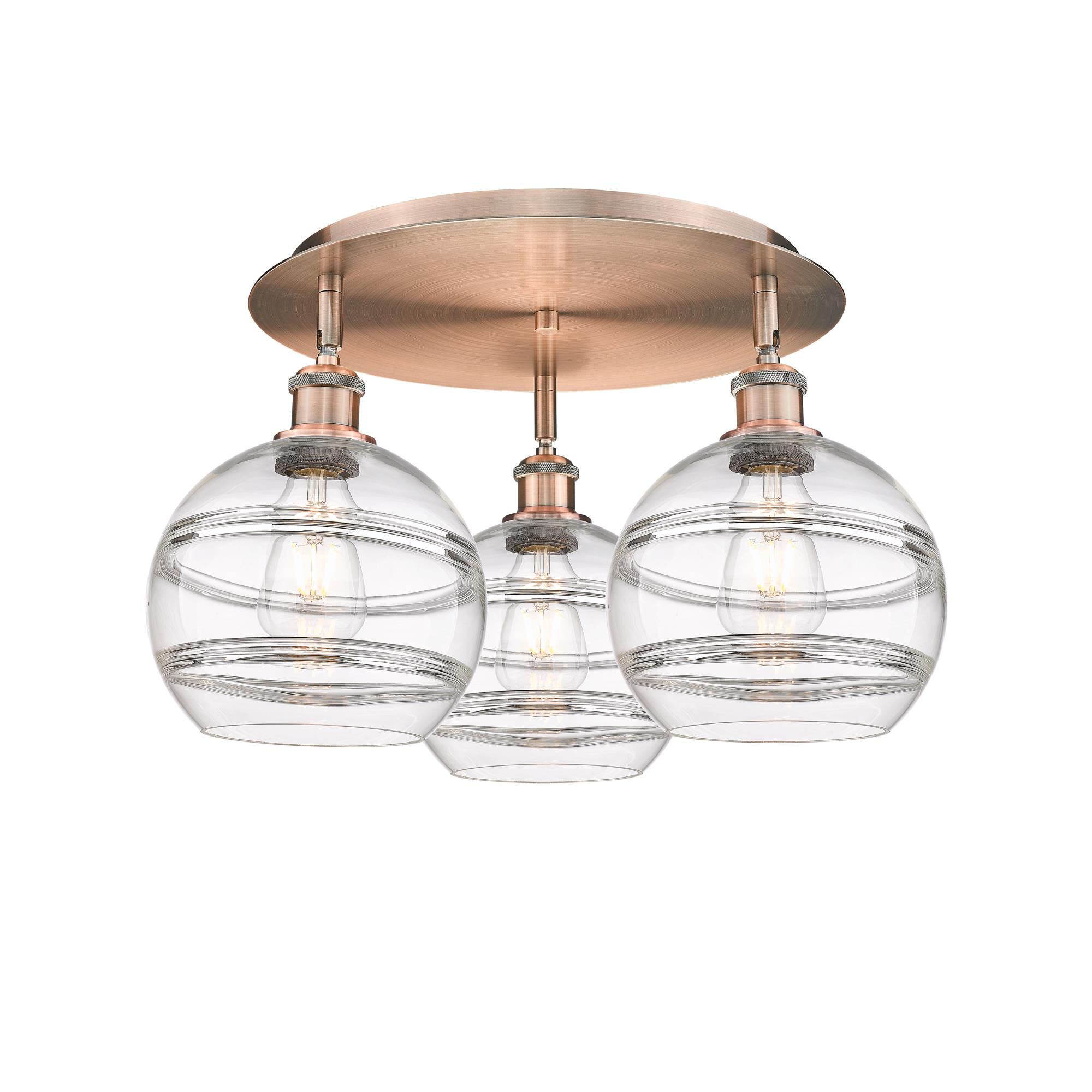 Shown in Antique Copper finish and Clear glass