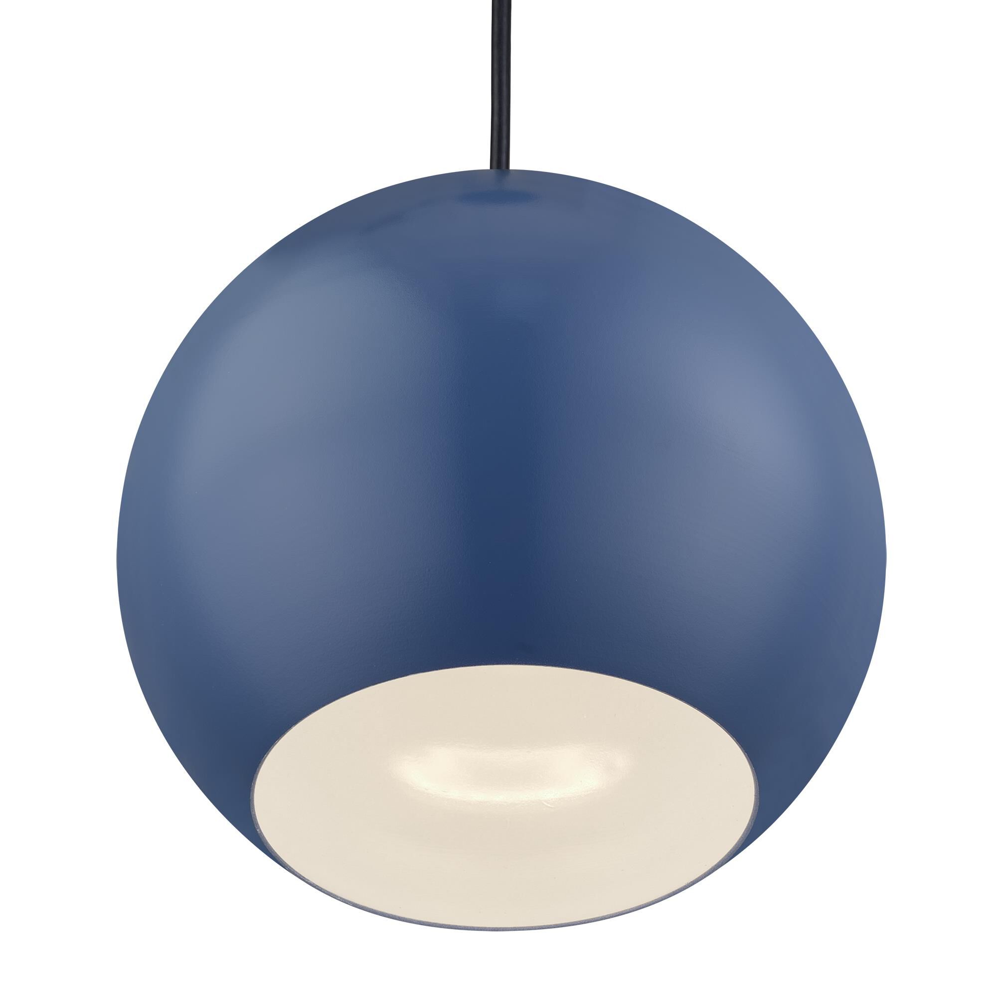 Shown in Ocean Blue with Brushed Nickel Accents finish and Ocean Blue Aluminum with Shiny White Inside shade