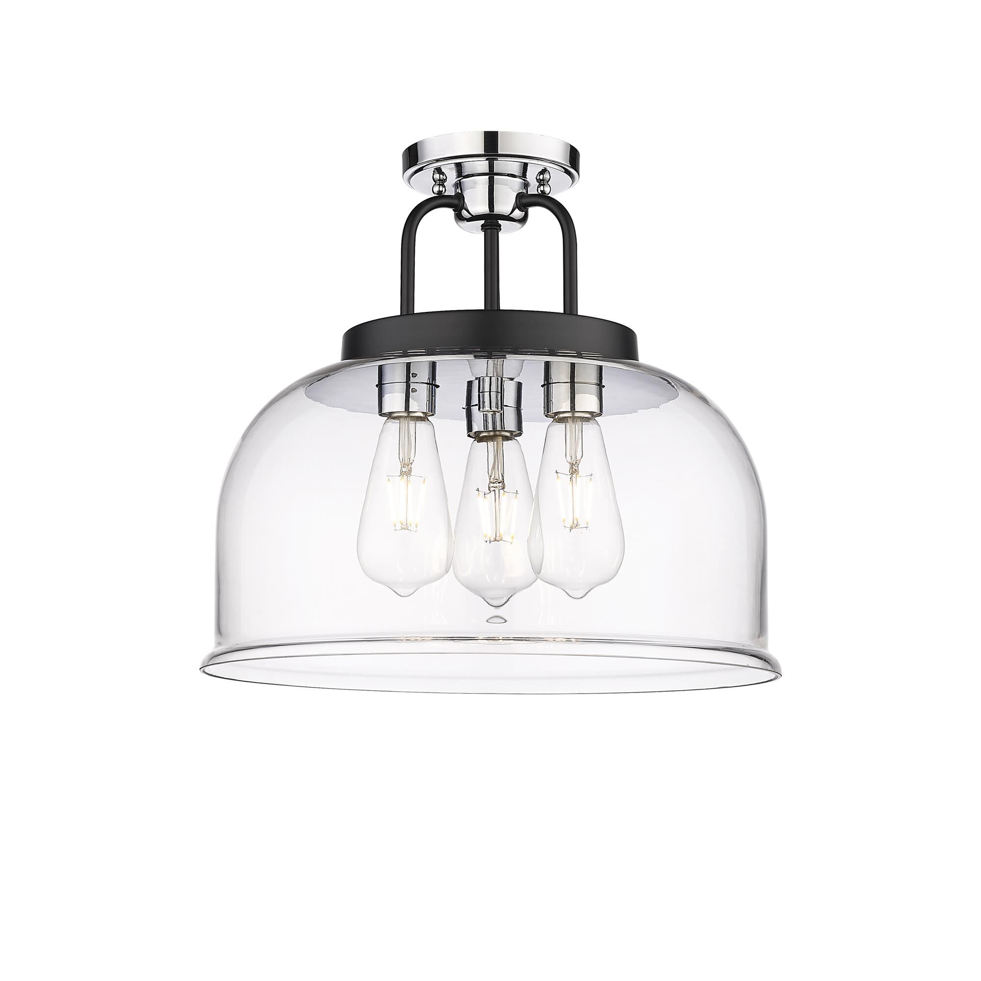 Shown in Black Polished Chrome finish and Clear glass