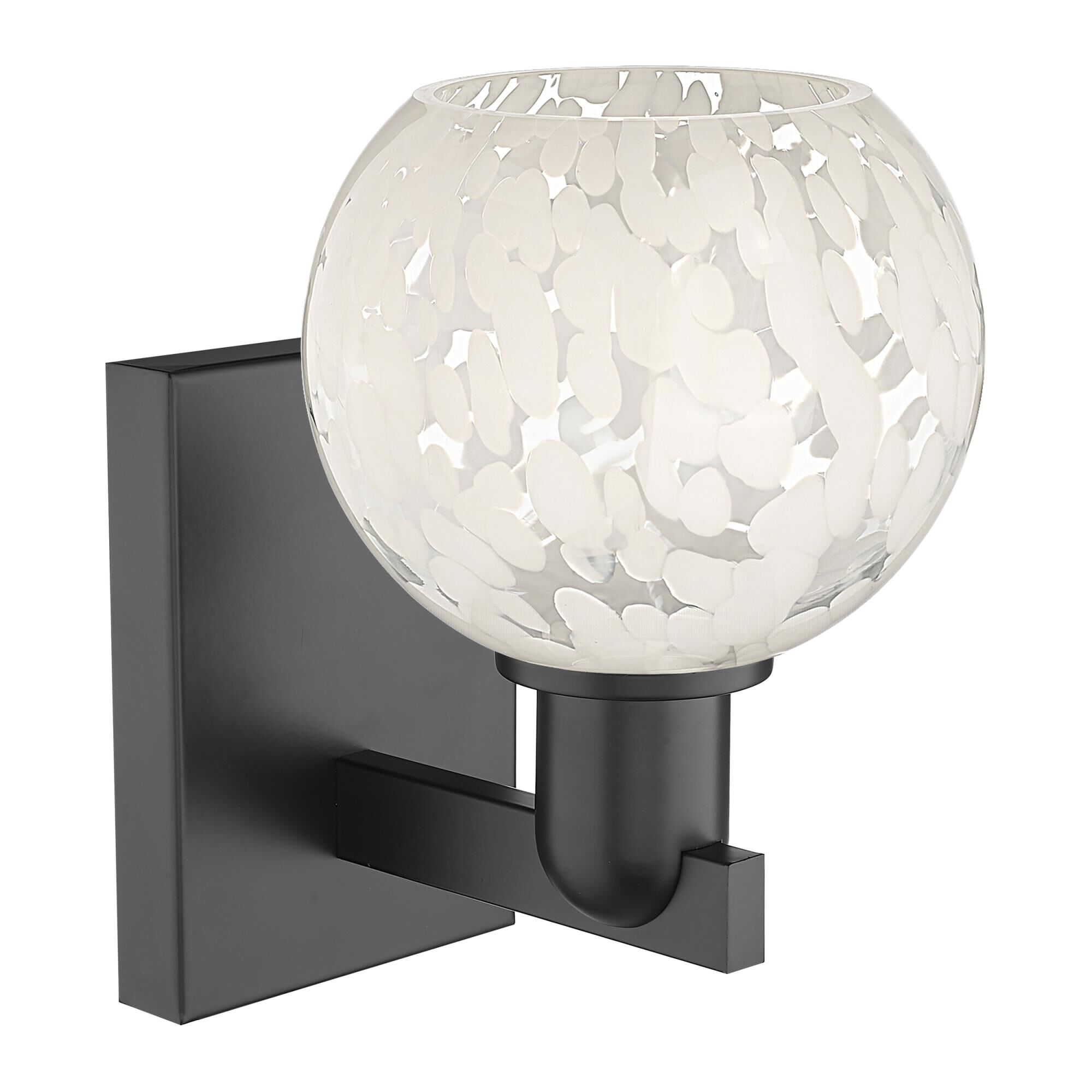 Shown in Matte Black finish and White Mouchette glass