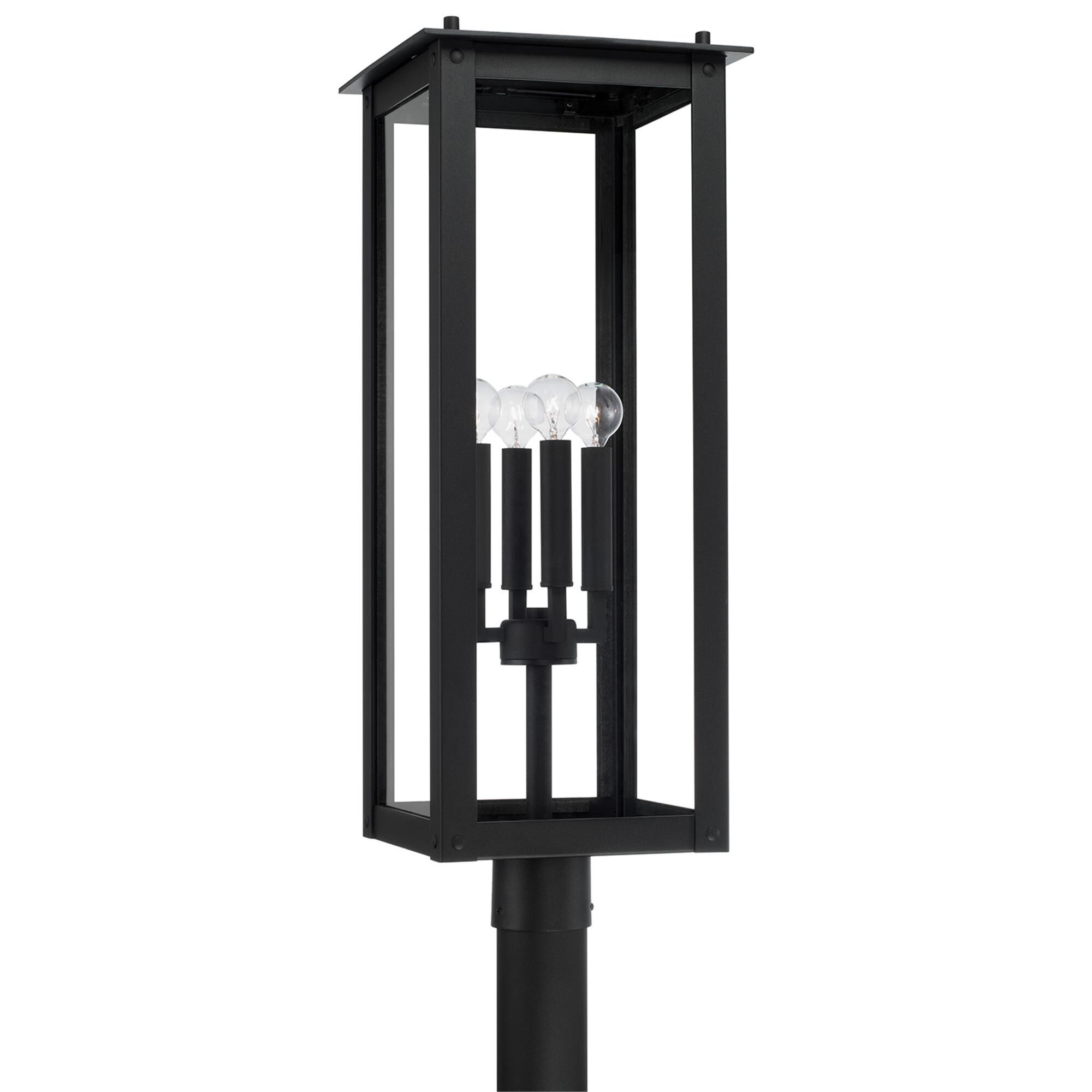 Shown in Black finish and Clear glass