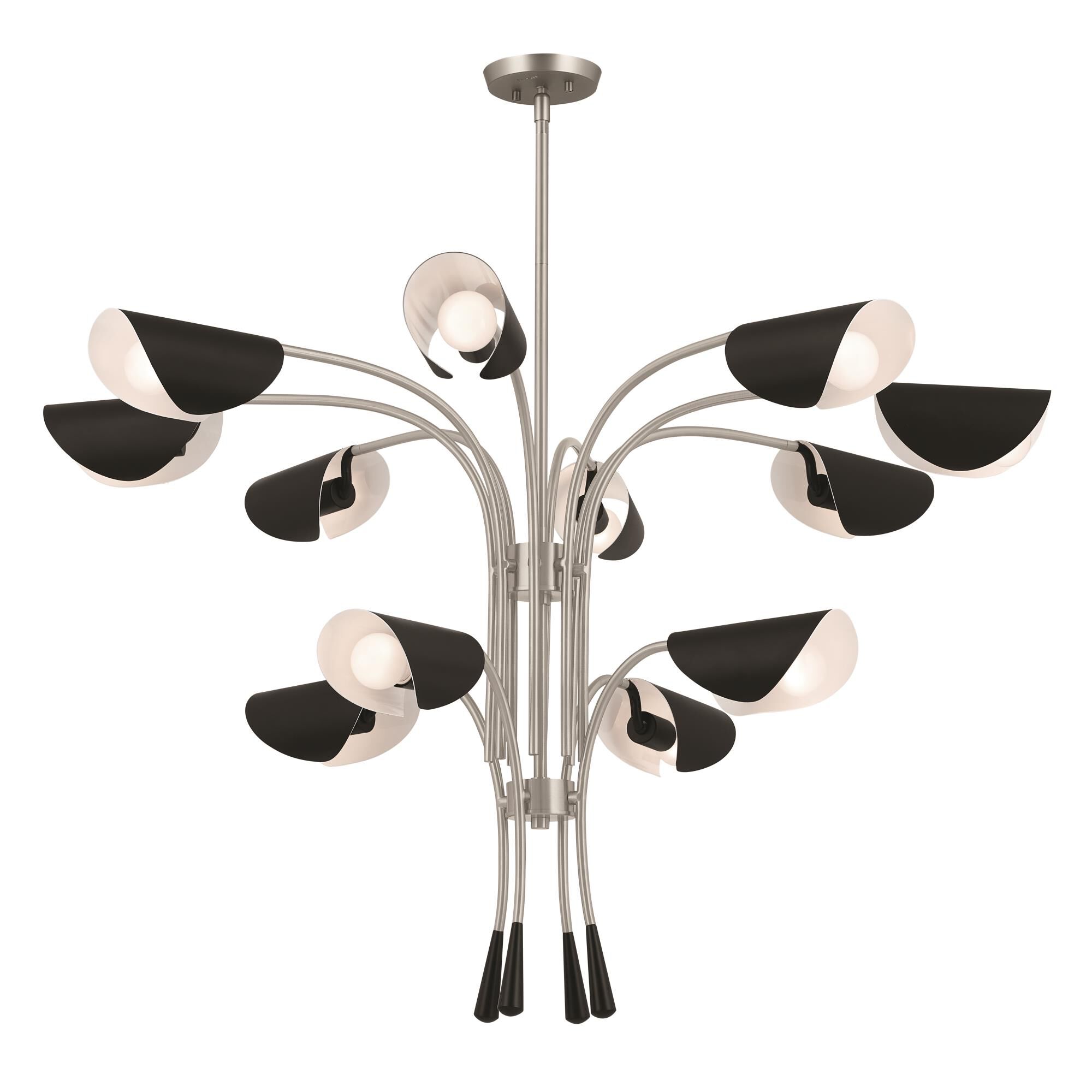 Shown in Satin Nickel finish and Metal and Unique shade