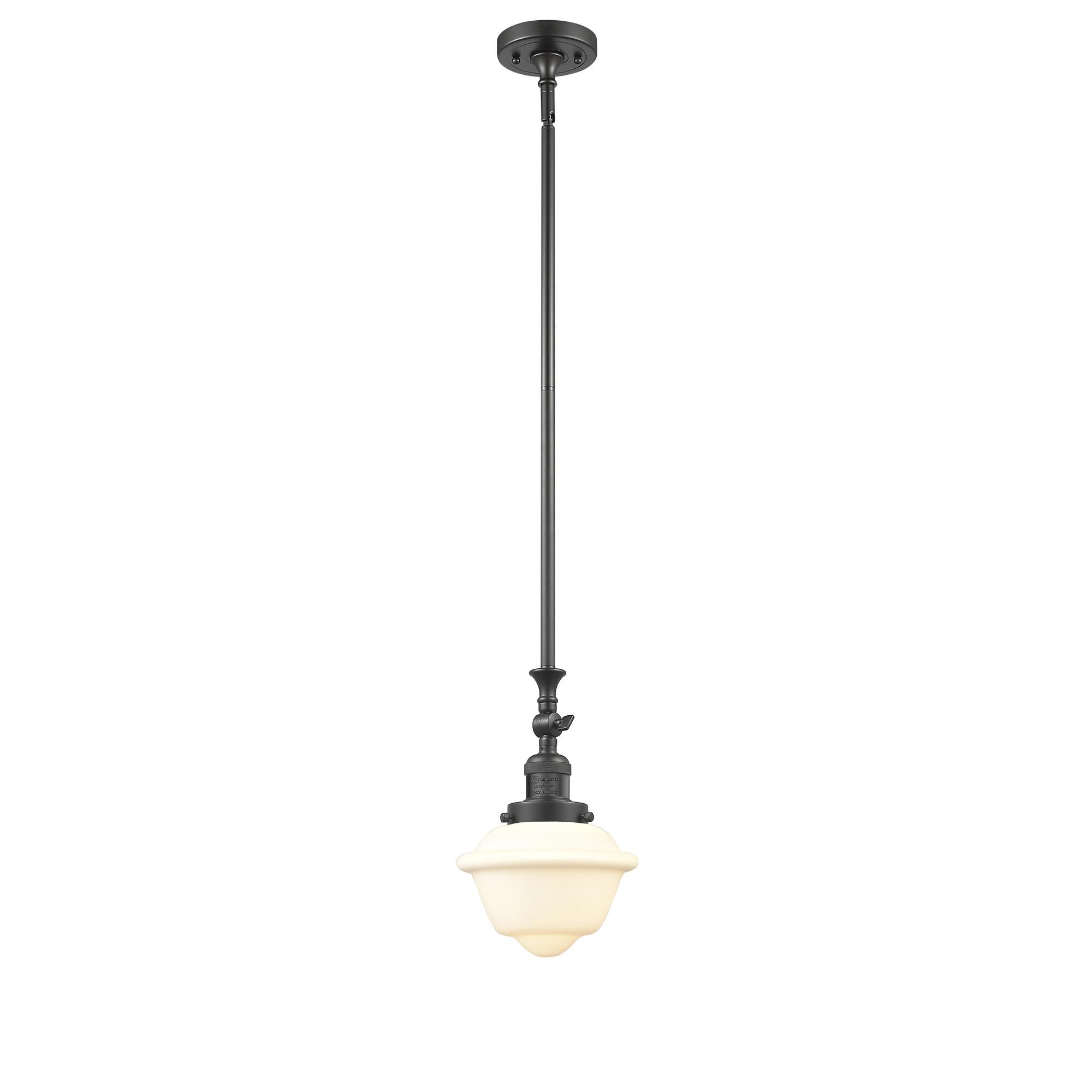 Shown in Oil Rubbed Bronze finish and Matte White Cased glass