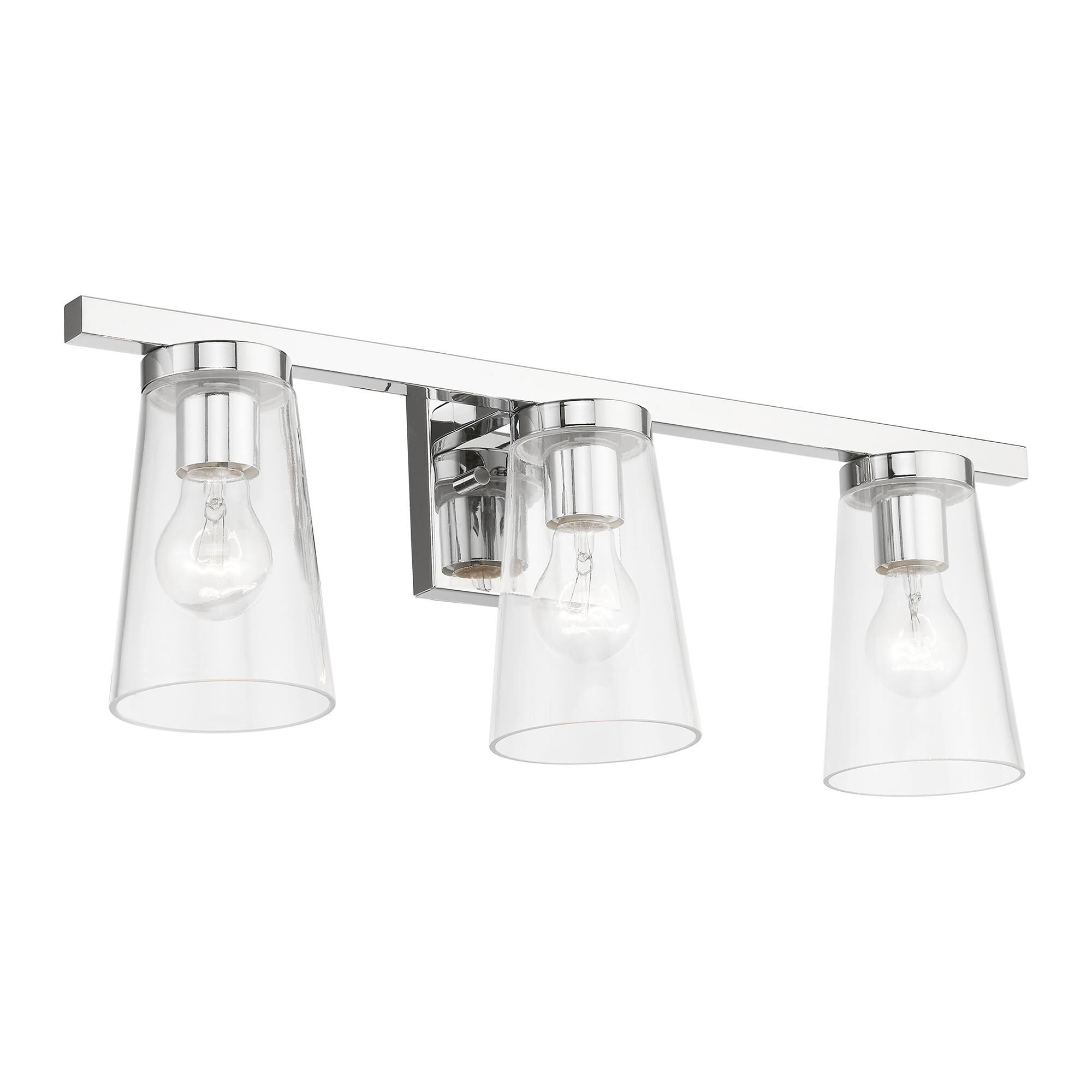 Shown in Polished Chrome finish and Clear glass