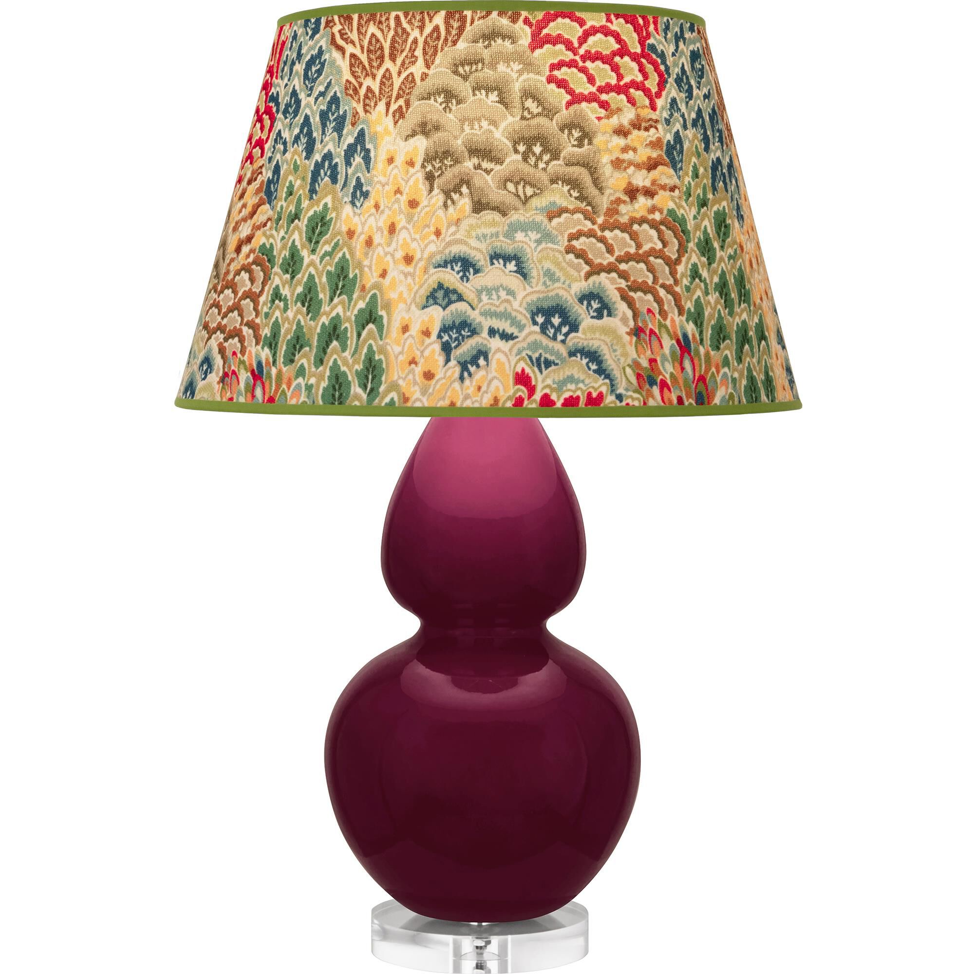 Shown in Sugar Plum Glazed finish and Fall Floral shade and Lucite accent