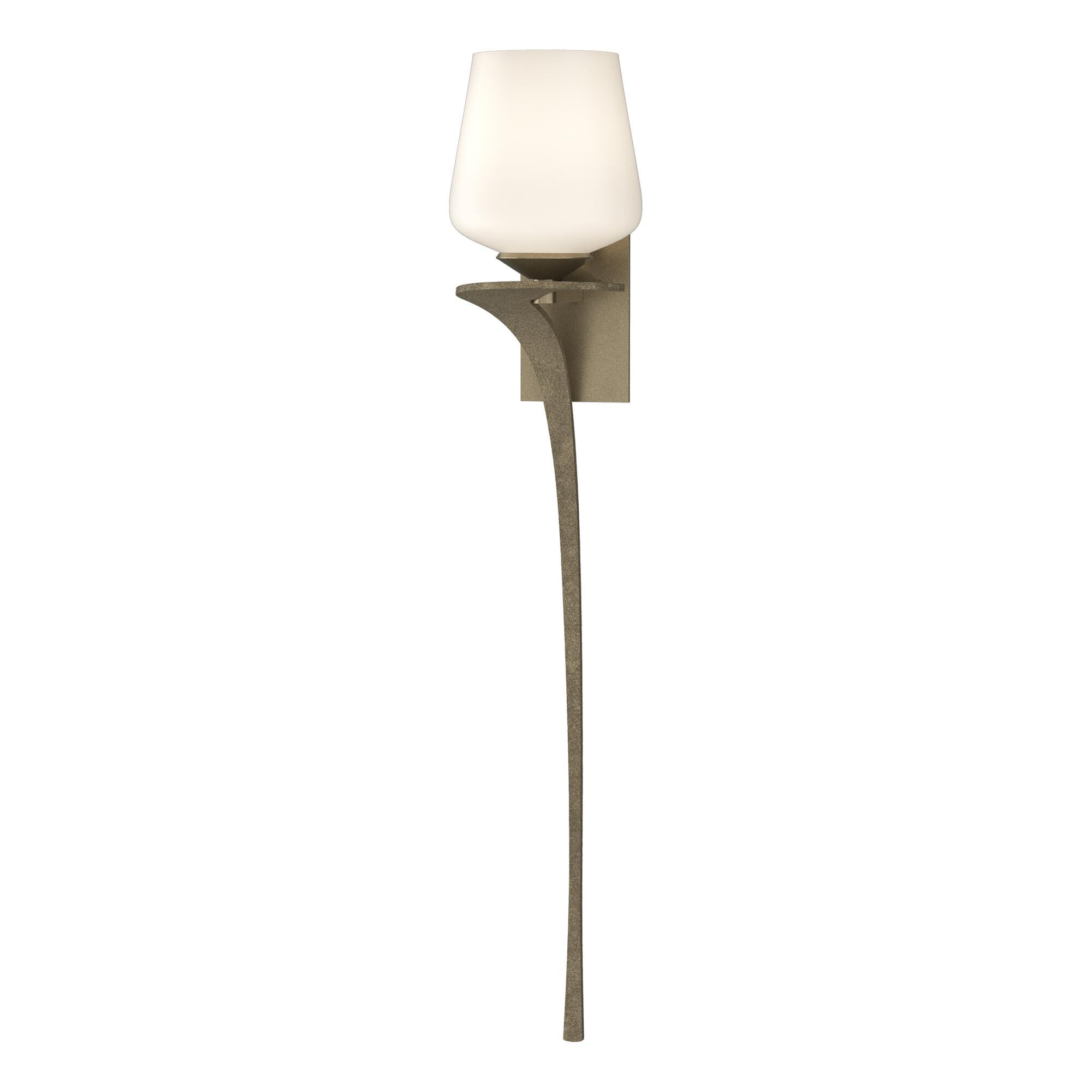Shown in Soft Gold finish and Opal  glass and Orientation: Left accent