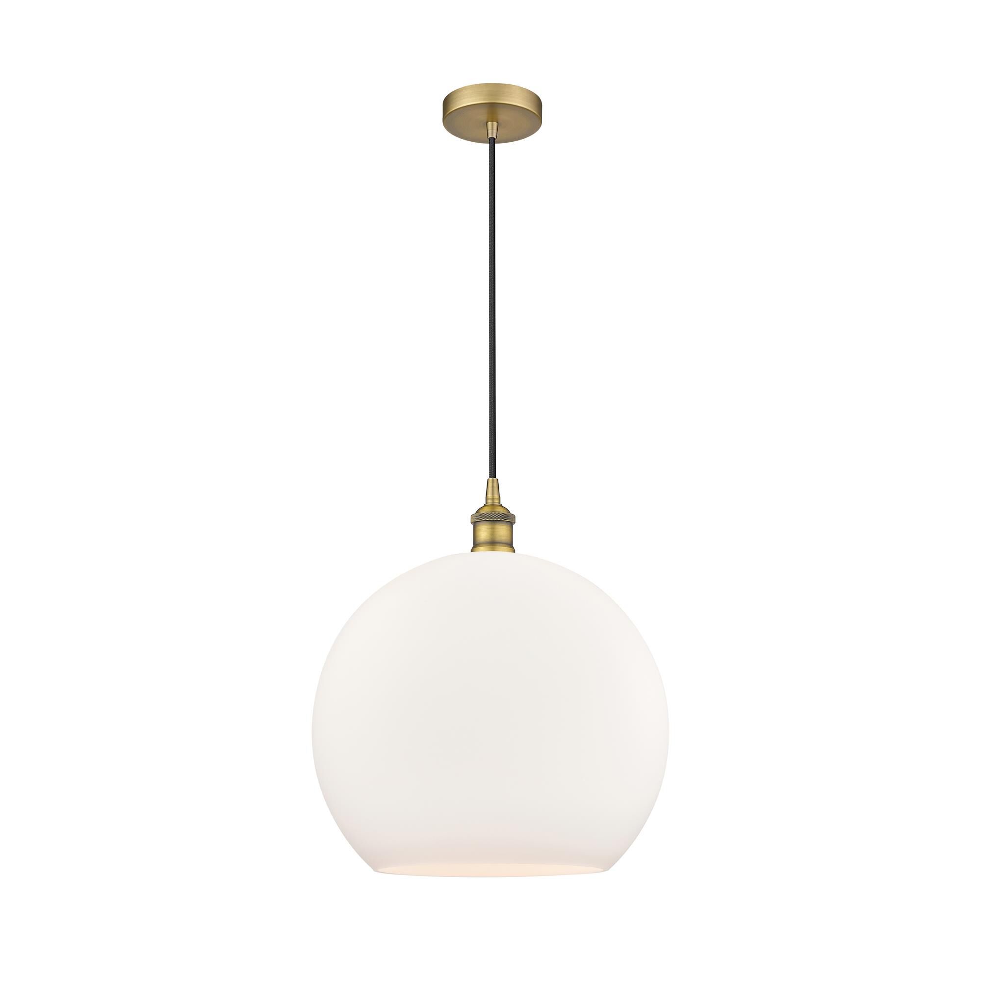 Shown in Brushed Brass finish and Cased Matte White Large Athens glass