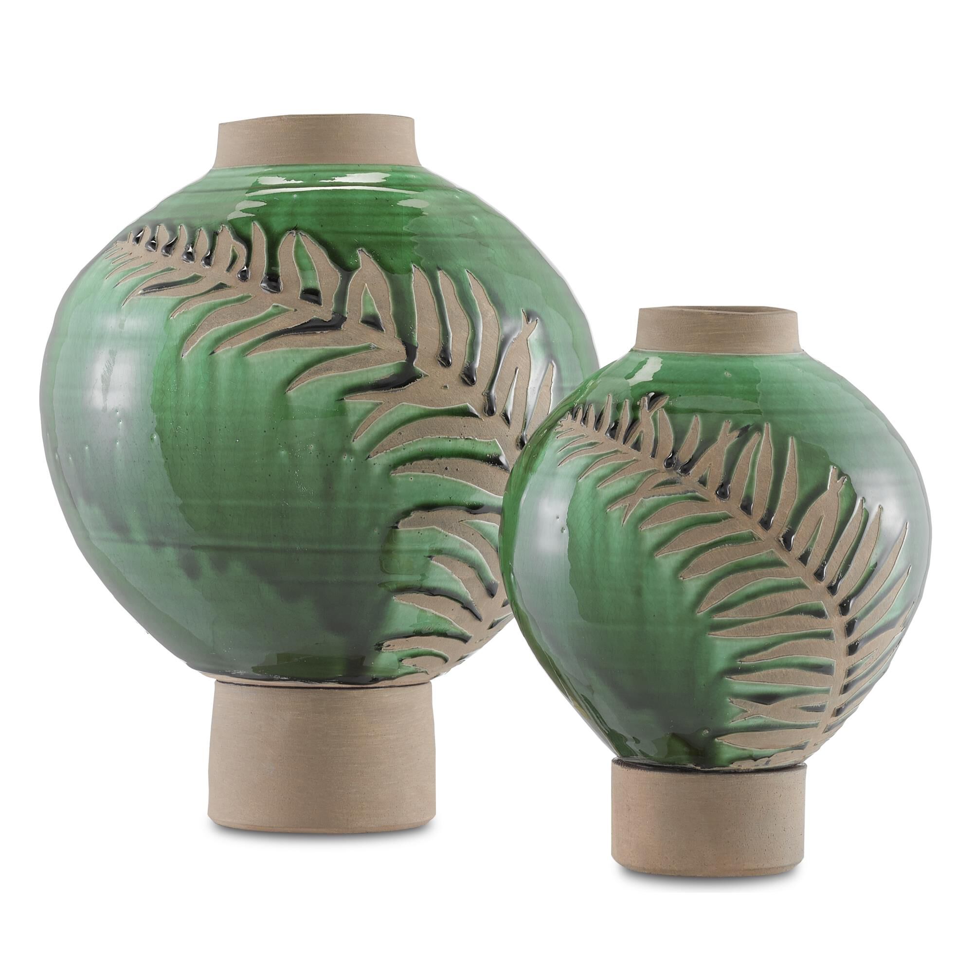 Fern Large Emerald Vase Vase-Urn by Currey and Company