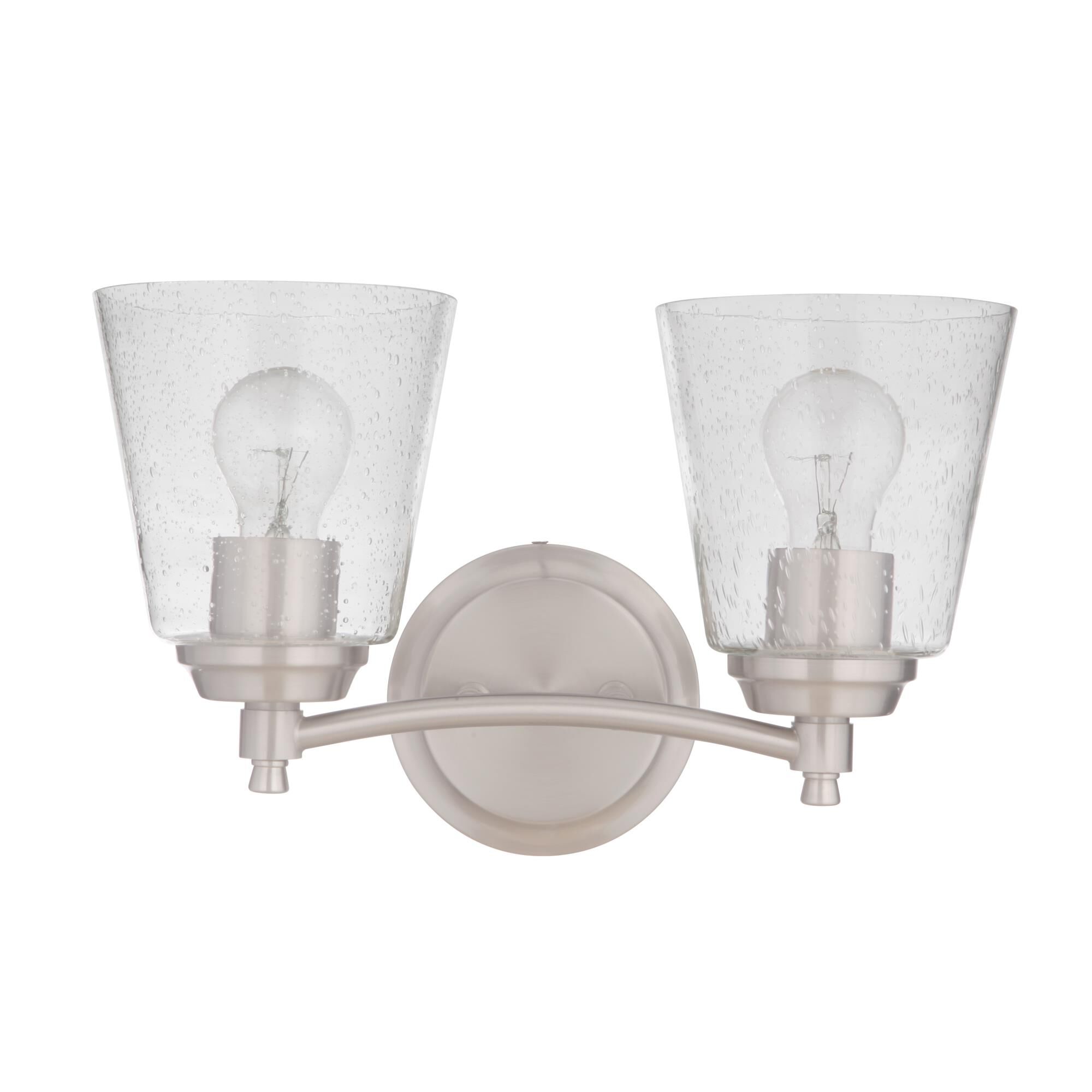Shown in Brushed Polished Nickel finish and Clear Seeded glass and Glass shade