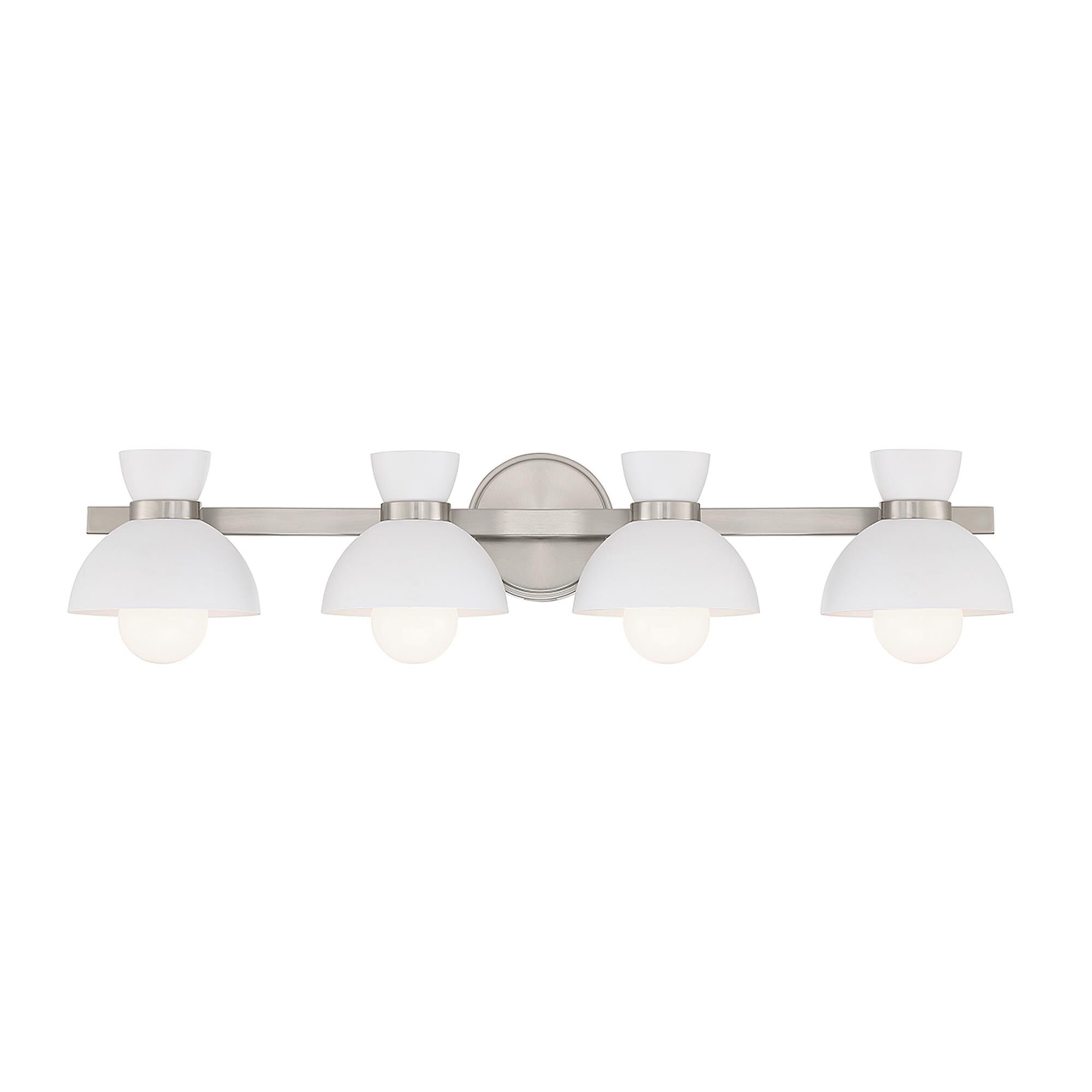 Shown in Brushed Nickel finish and White Metal shade