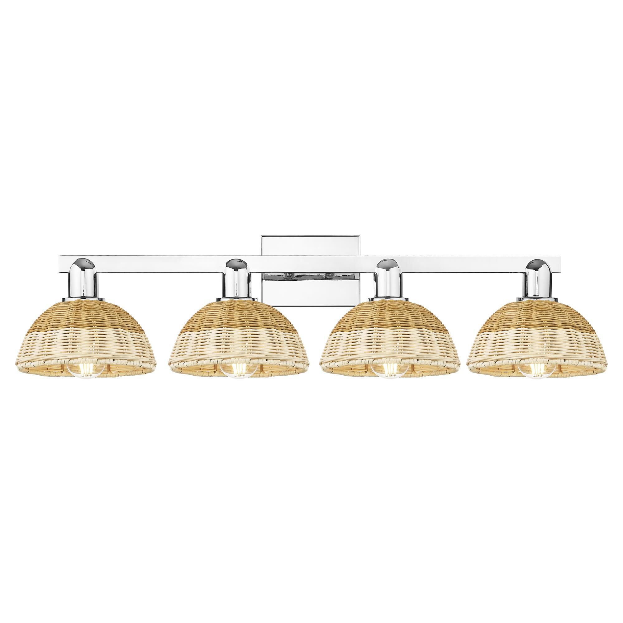 Shown in Polished Chrome finish and Natural Fiber shade