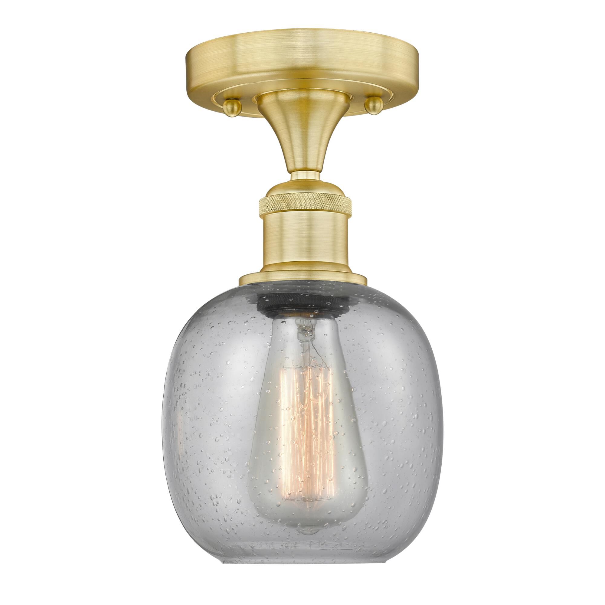 Shown in Satin Gold finish and Seedy glass