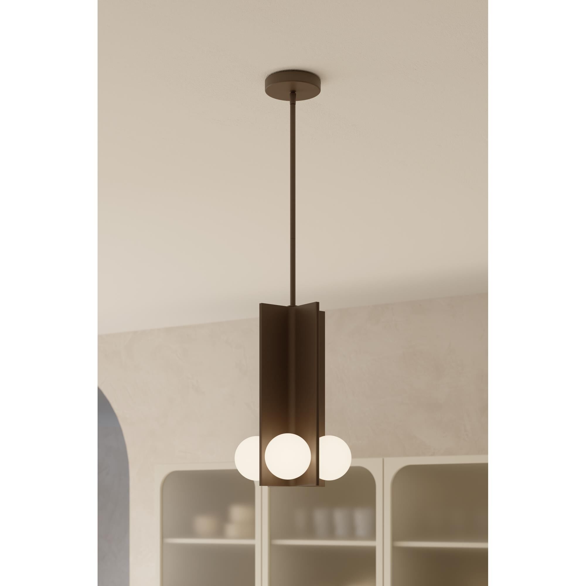 Shown in Dark Bronze finish and Etched Opal glass