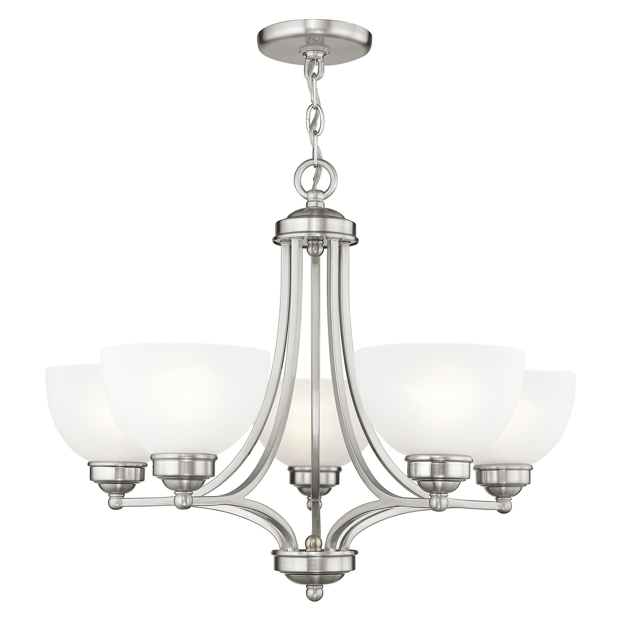 Shown in Brushed Nickel finish and Satin glass