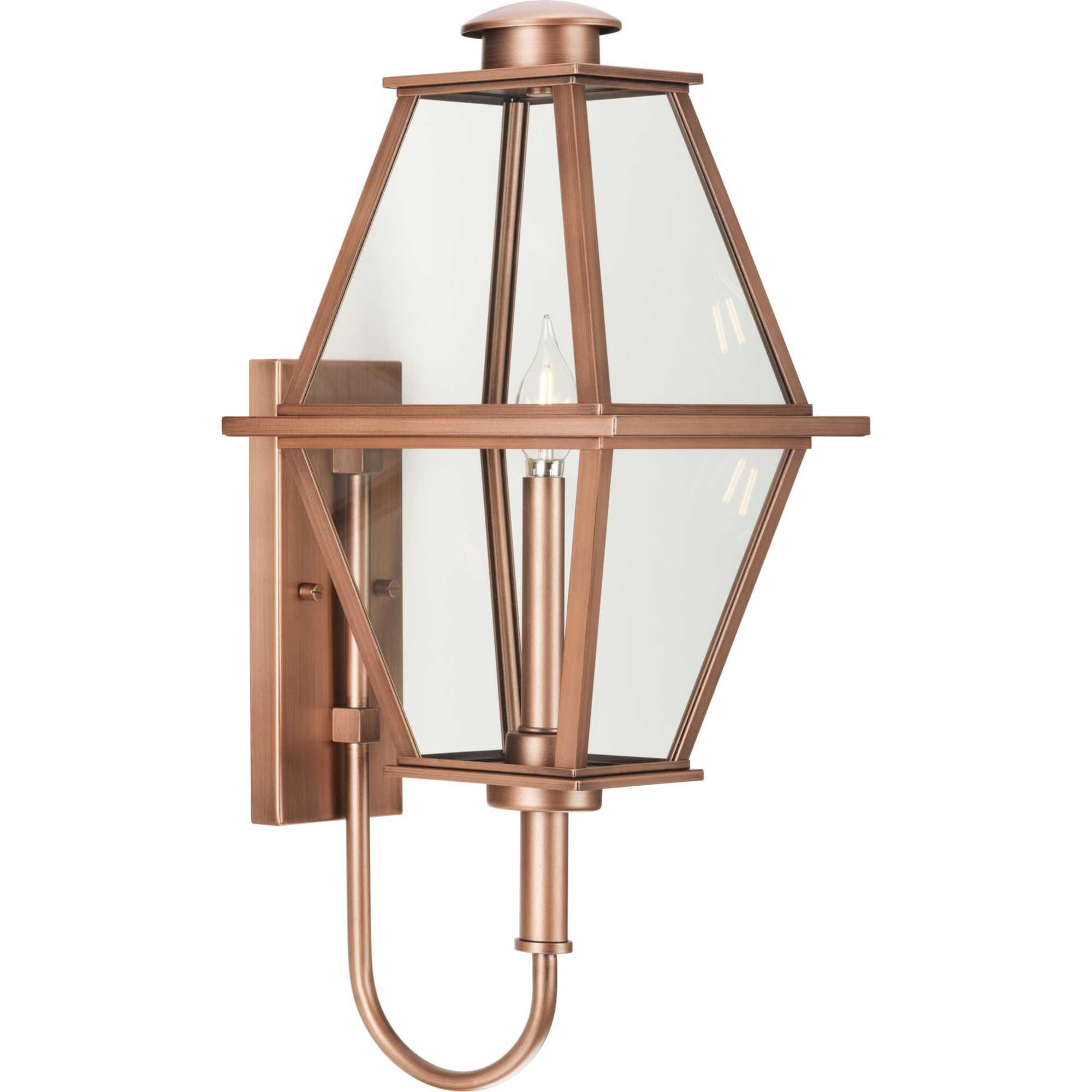Shown in Antique Copper finish and Clear glass