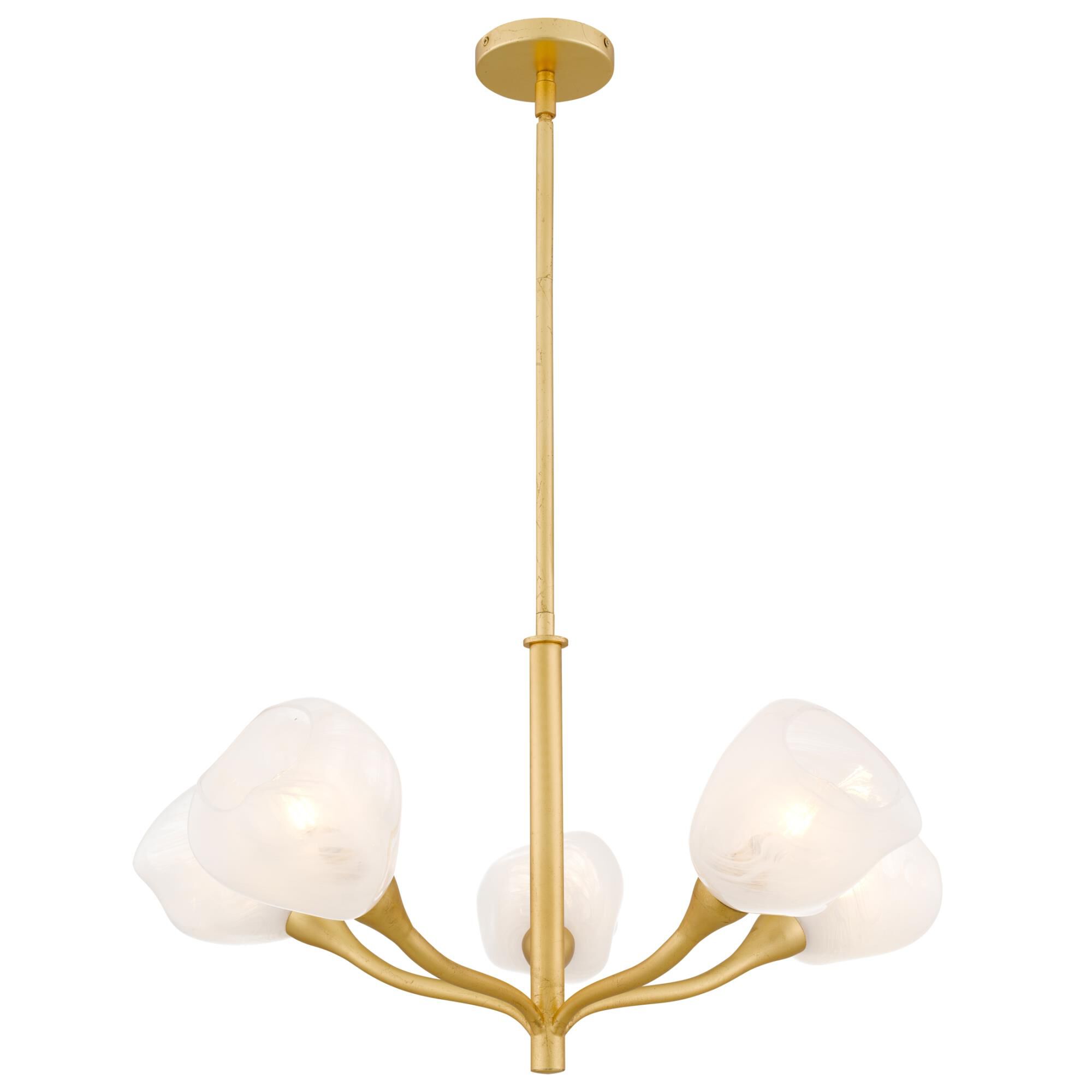 Shown in Gold Leaf finish and Clear Alabaster Glass shade