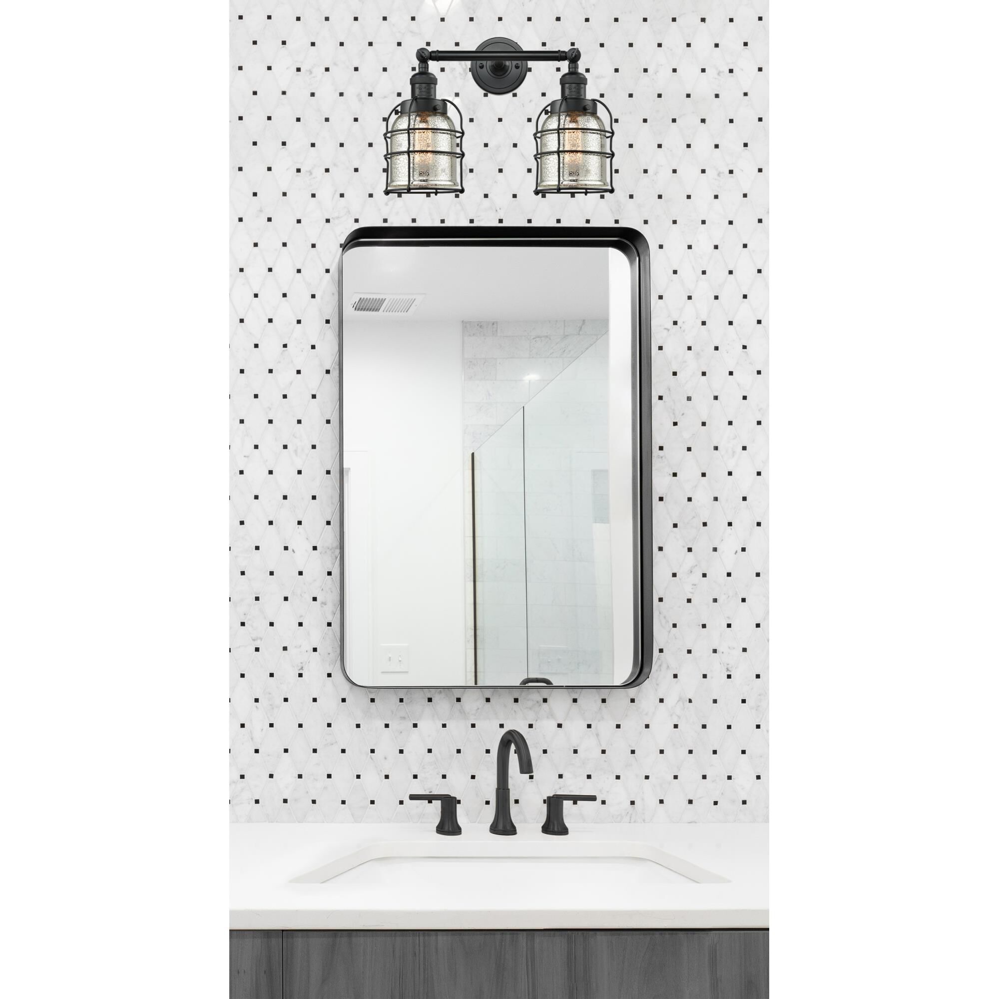 Bruno Marashlian Small Bell Cage 16 Inch 2 Light Bath Vanity Light by Innovations Lighting