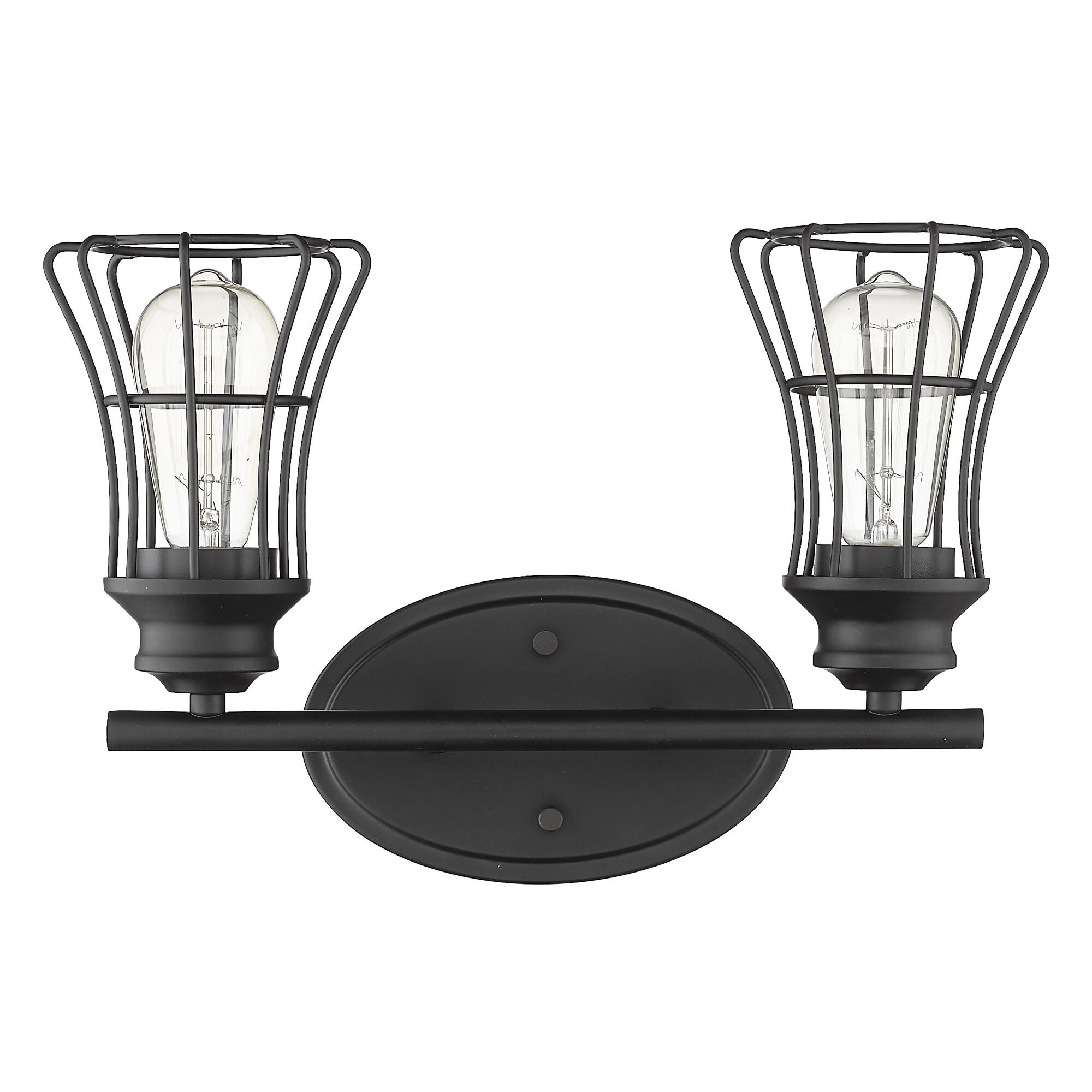 Shown in Matte Black finish and Matte Black glass and Matte Black, Geometric Metal Cage s shade