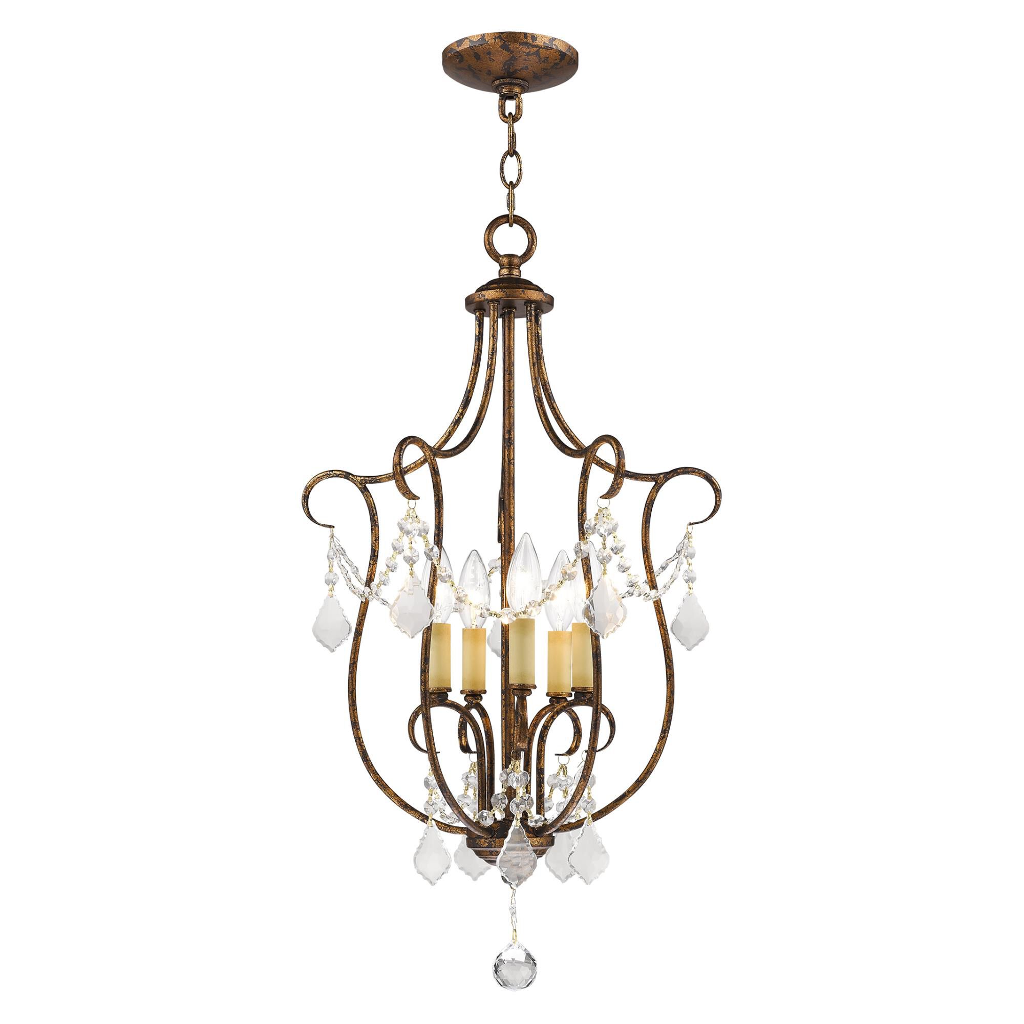 Shown in Hand Applied Venetian Golden Bronze finish and Clear crystal