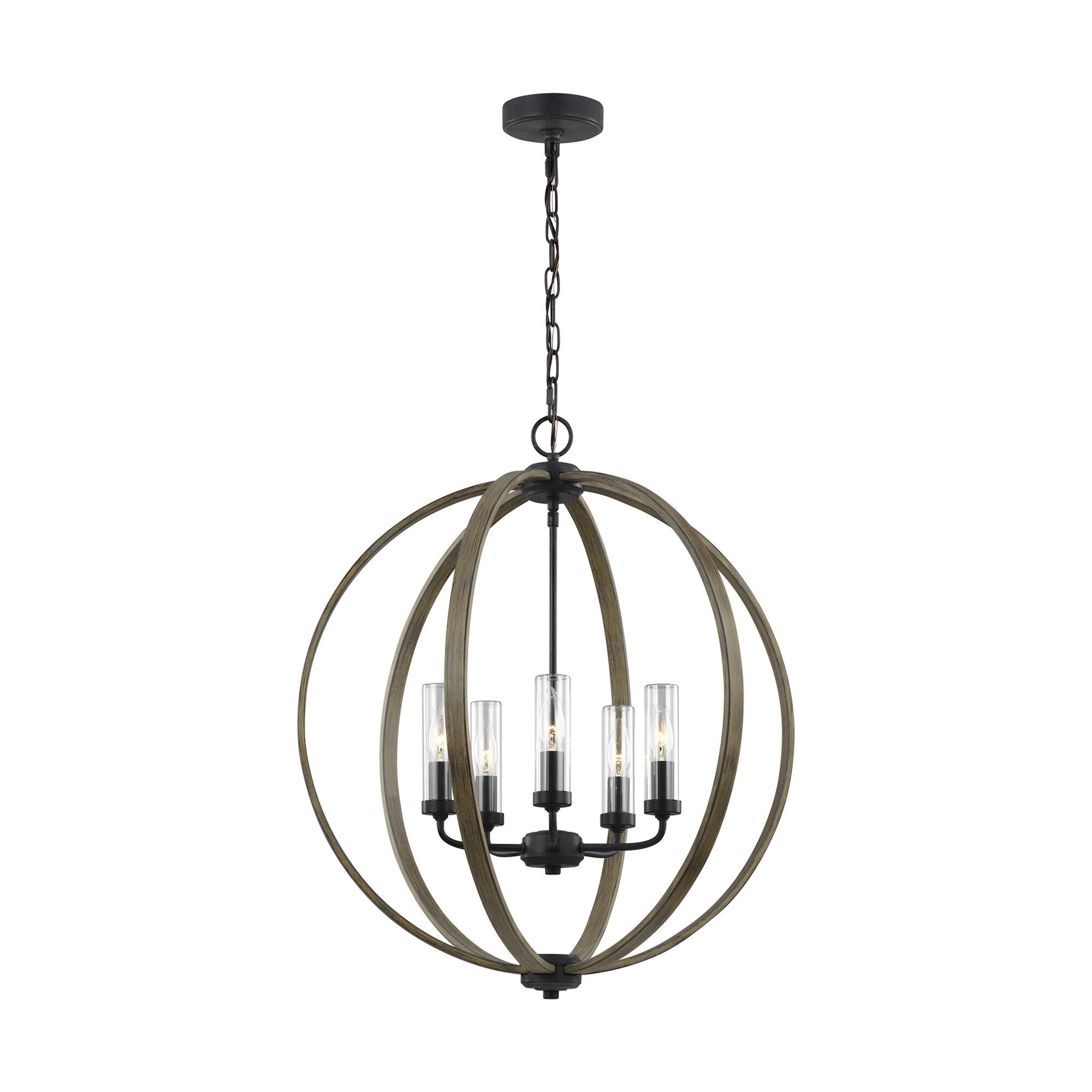 Shown in Weathered Oak Wood - Antique Forged Iron finish and Clear glass