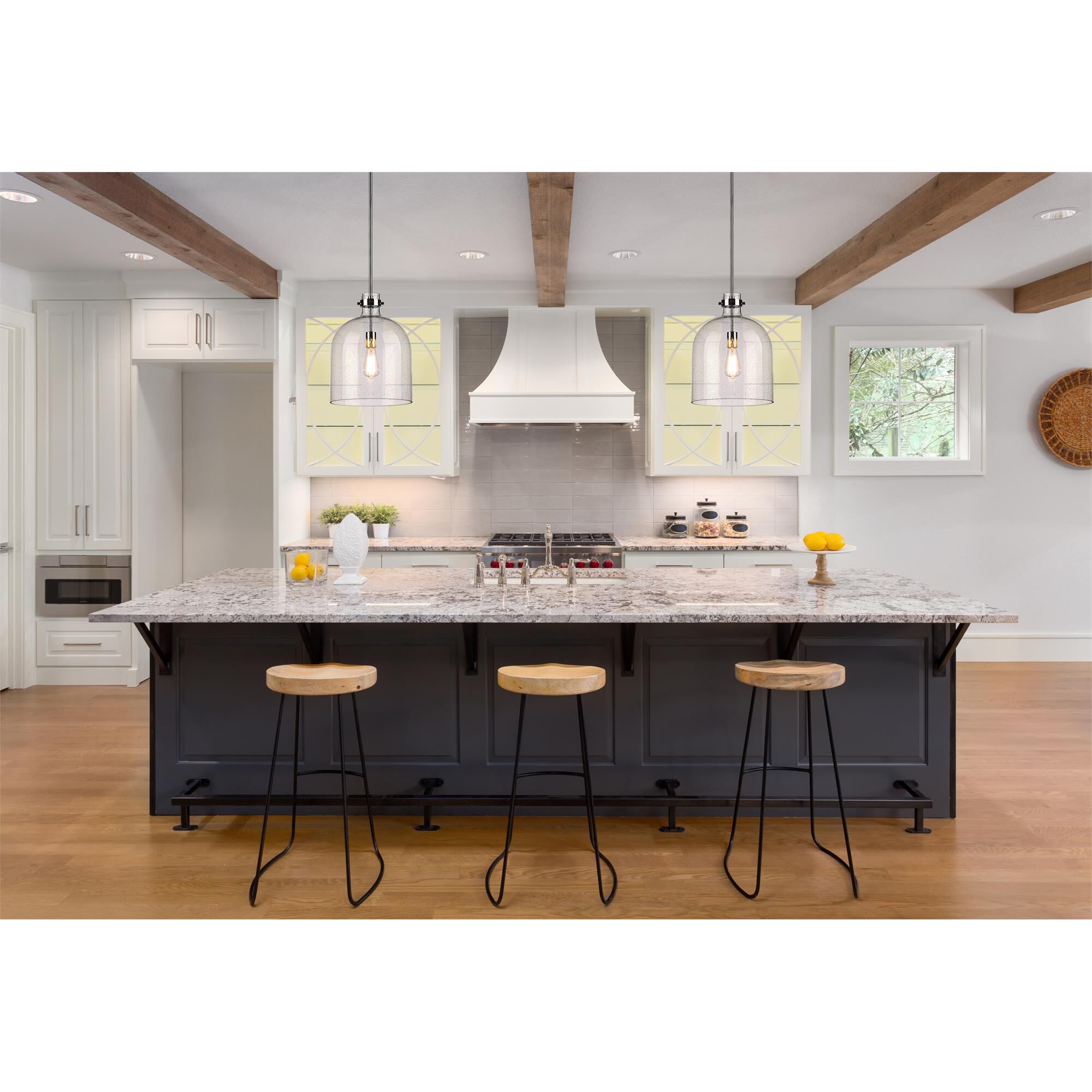Shown in Polished Nickel finish and Clear Seedy glass and No Shade shade