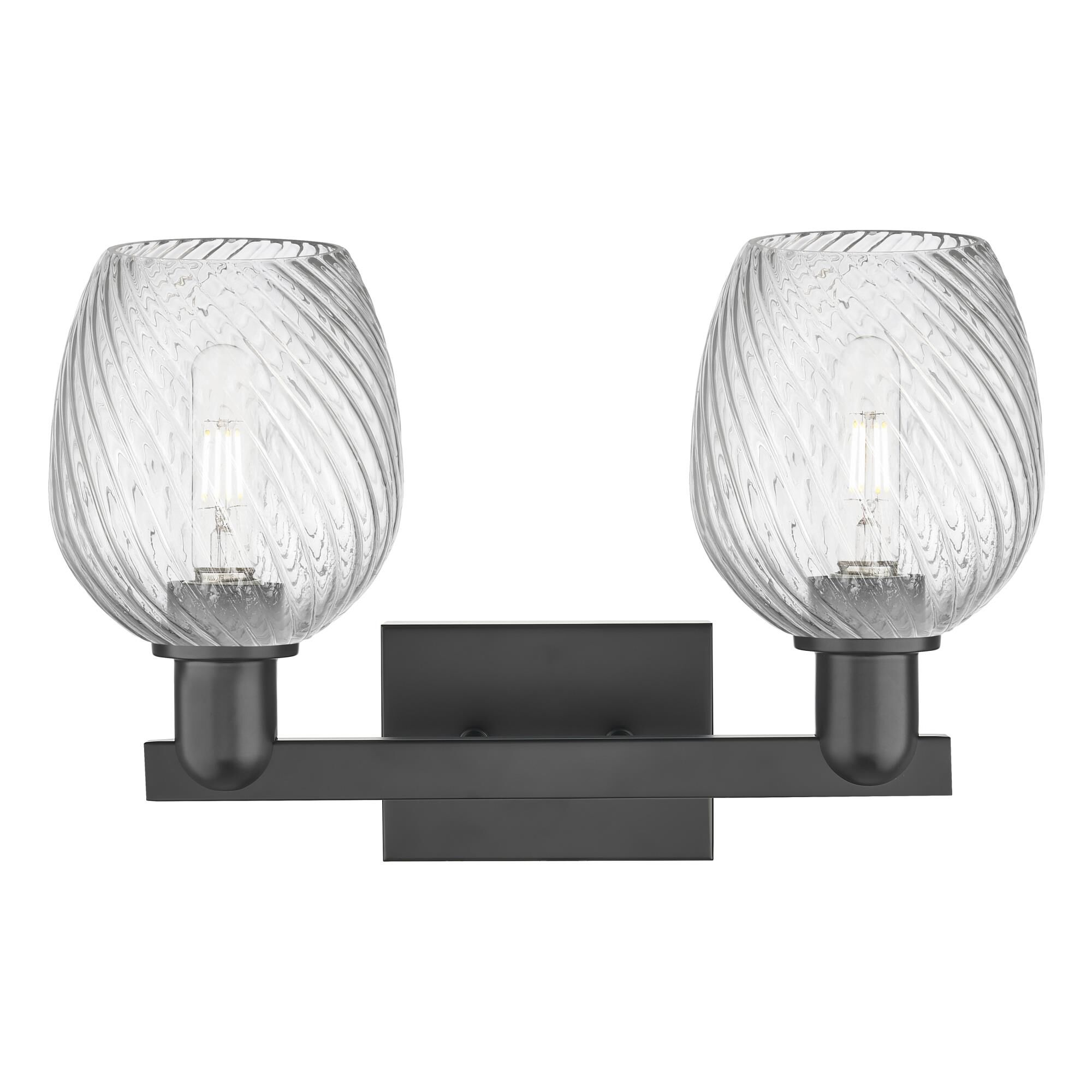 Shown in Matte Black finish and Clear Spiral Fluted glass