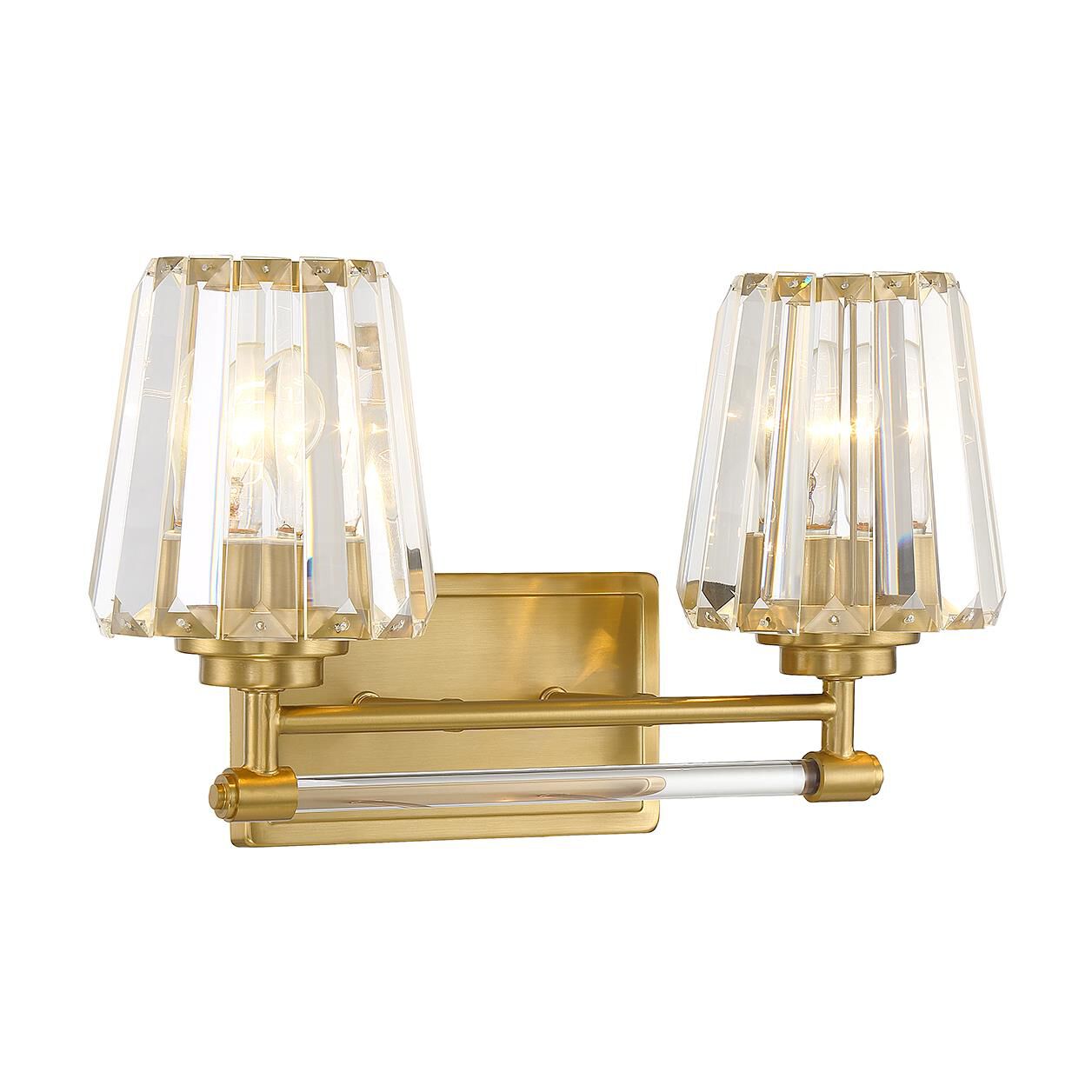 Shown in Warm Brass finish and Clear crystal