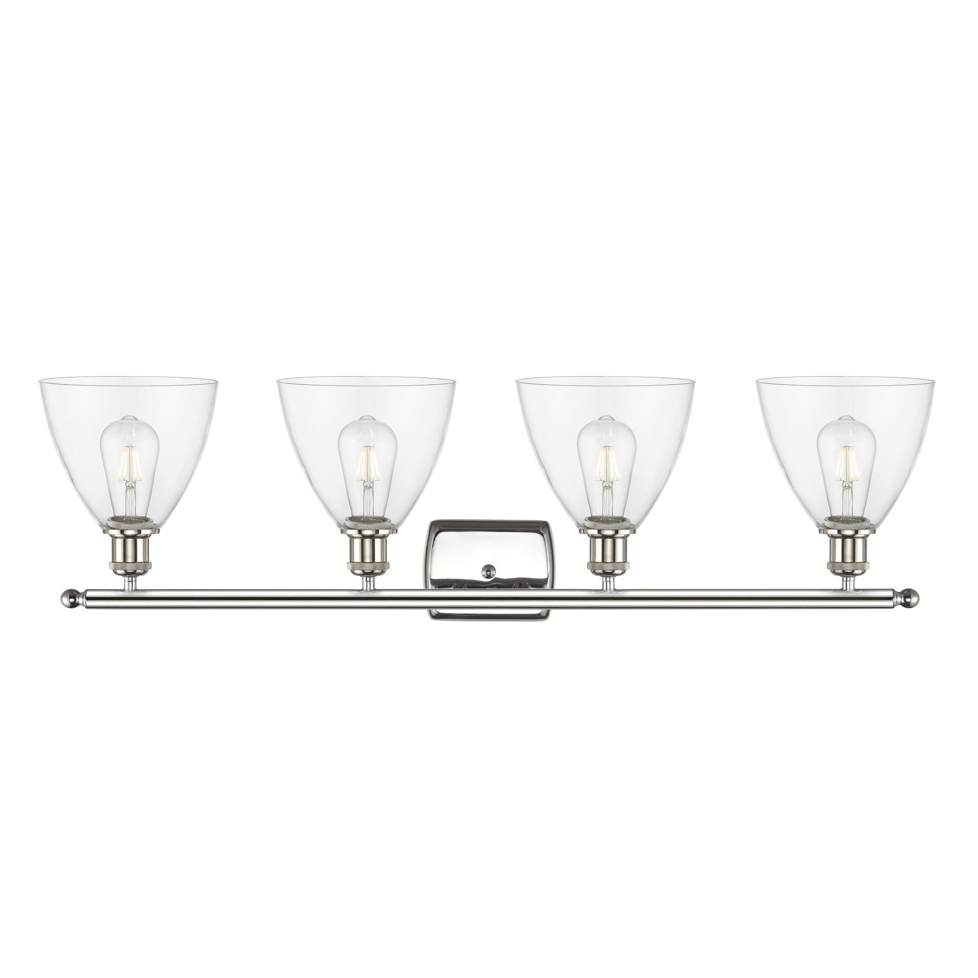 Shown in Polished Nickel finish and Clear Ballston Dome glass and No Shade shade