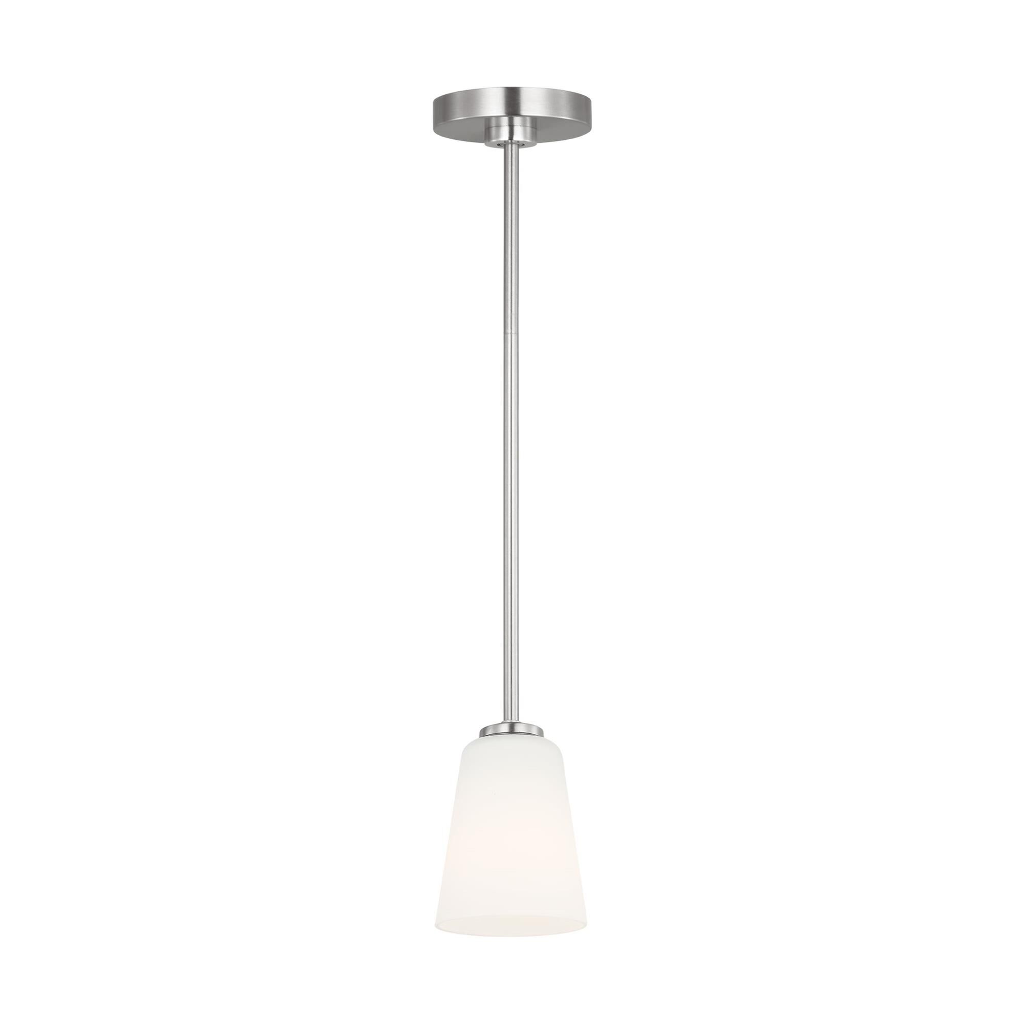 Shown in Brushed Nickel finish and Etched Painted White Inside glass