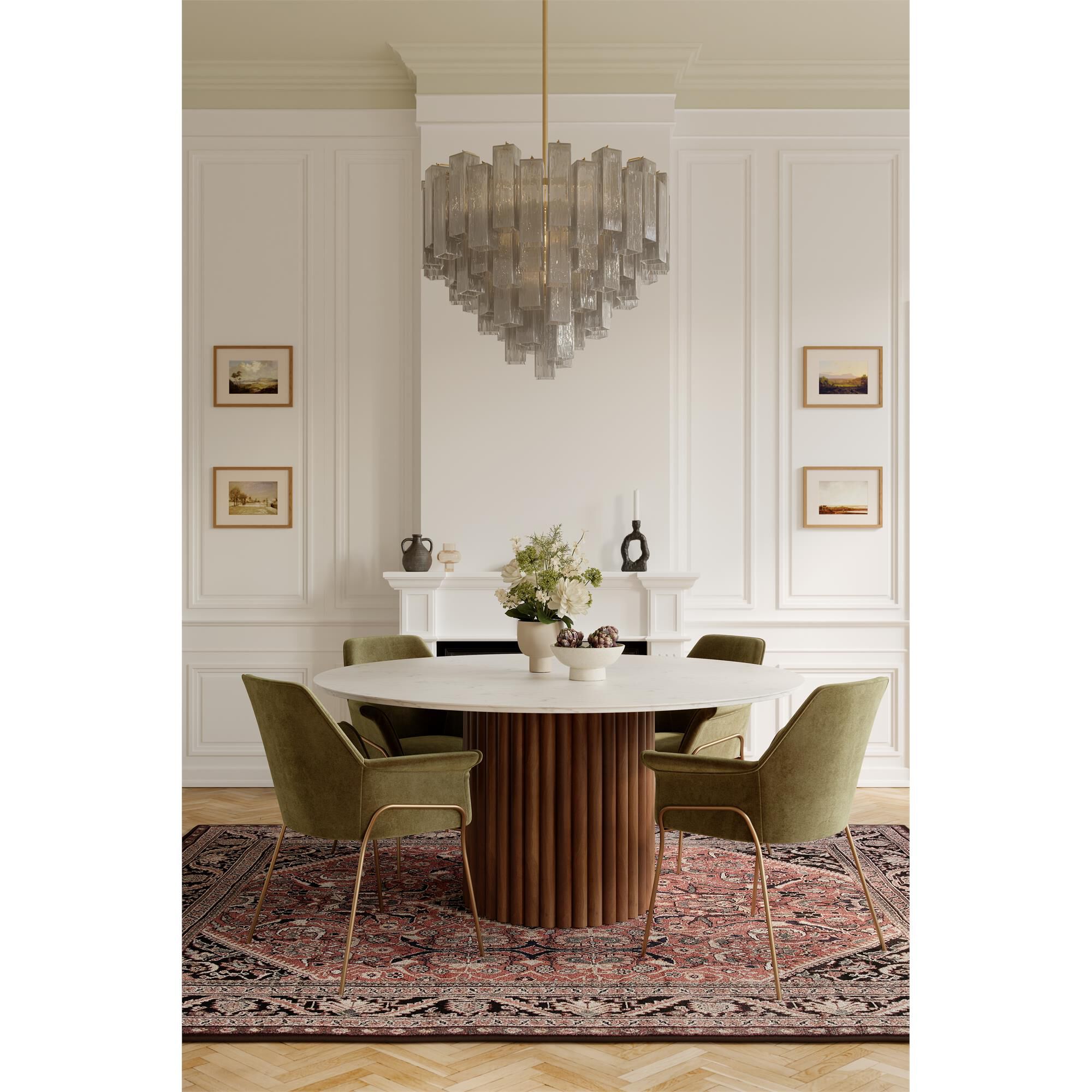 Shown in Legacy Brass finish and Grey Smoke Handmade glass