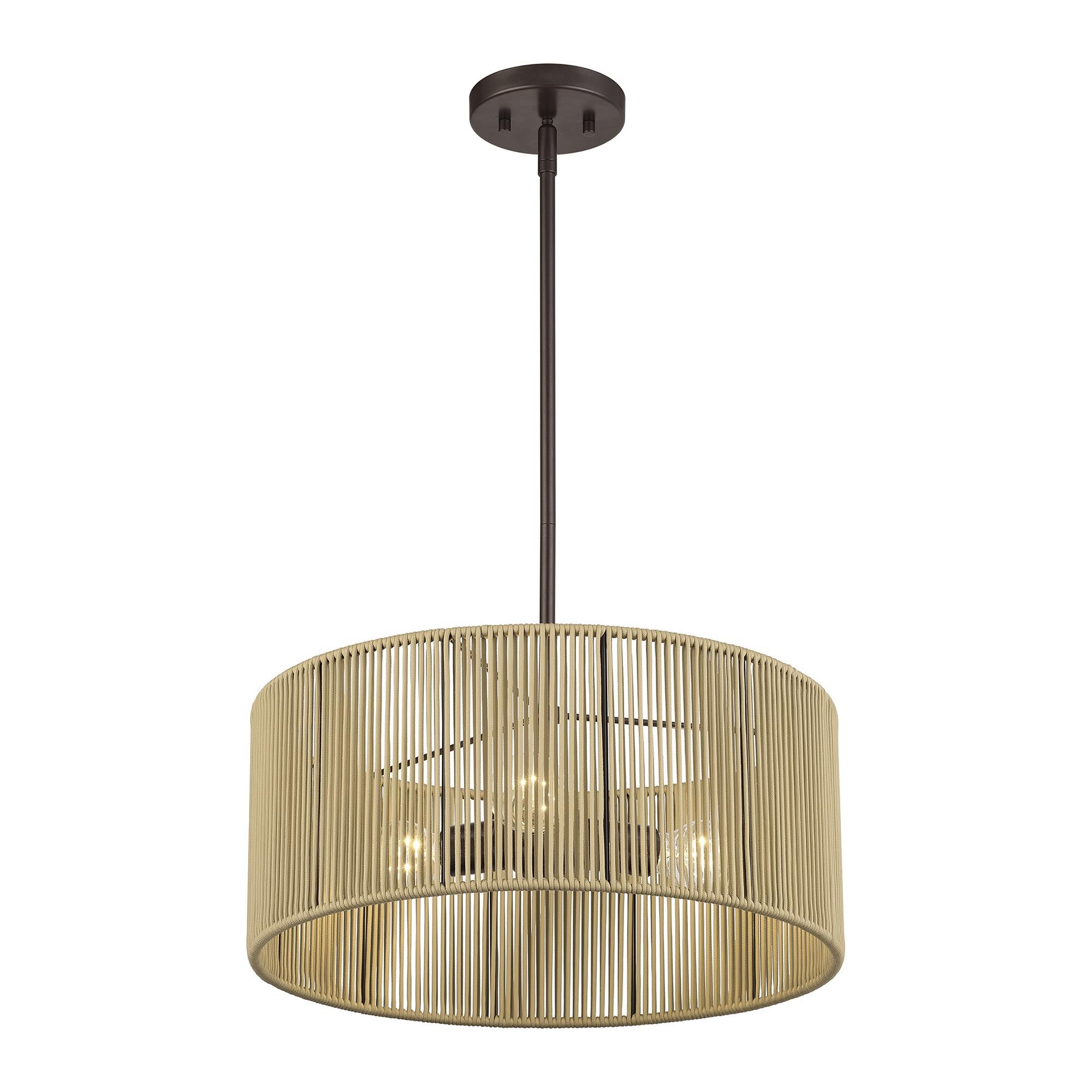 Shown in English Bronze finish and Hand-Woven Venetian Gold Color Polyester Rope shade