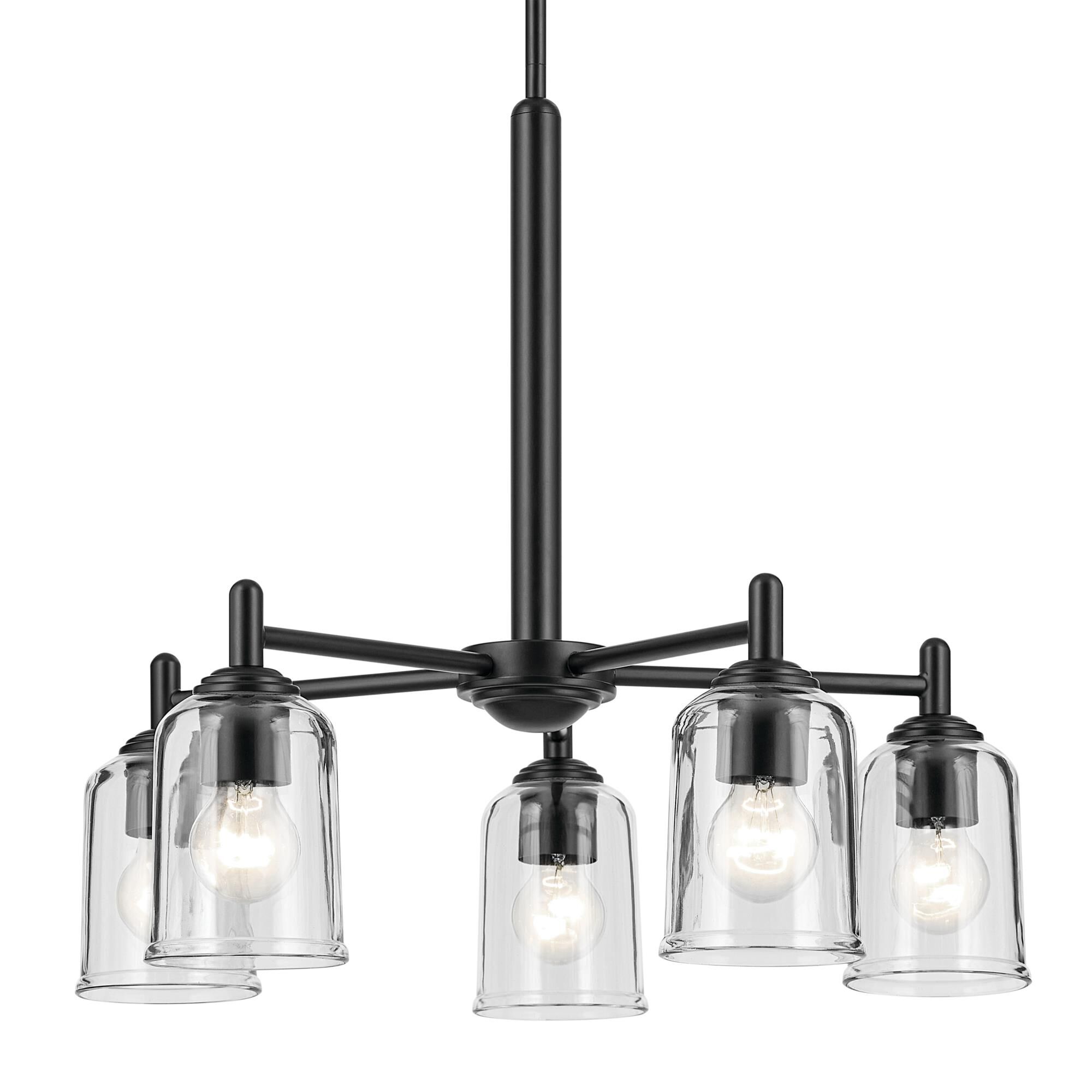 Shown in Black finish and Clear glass