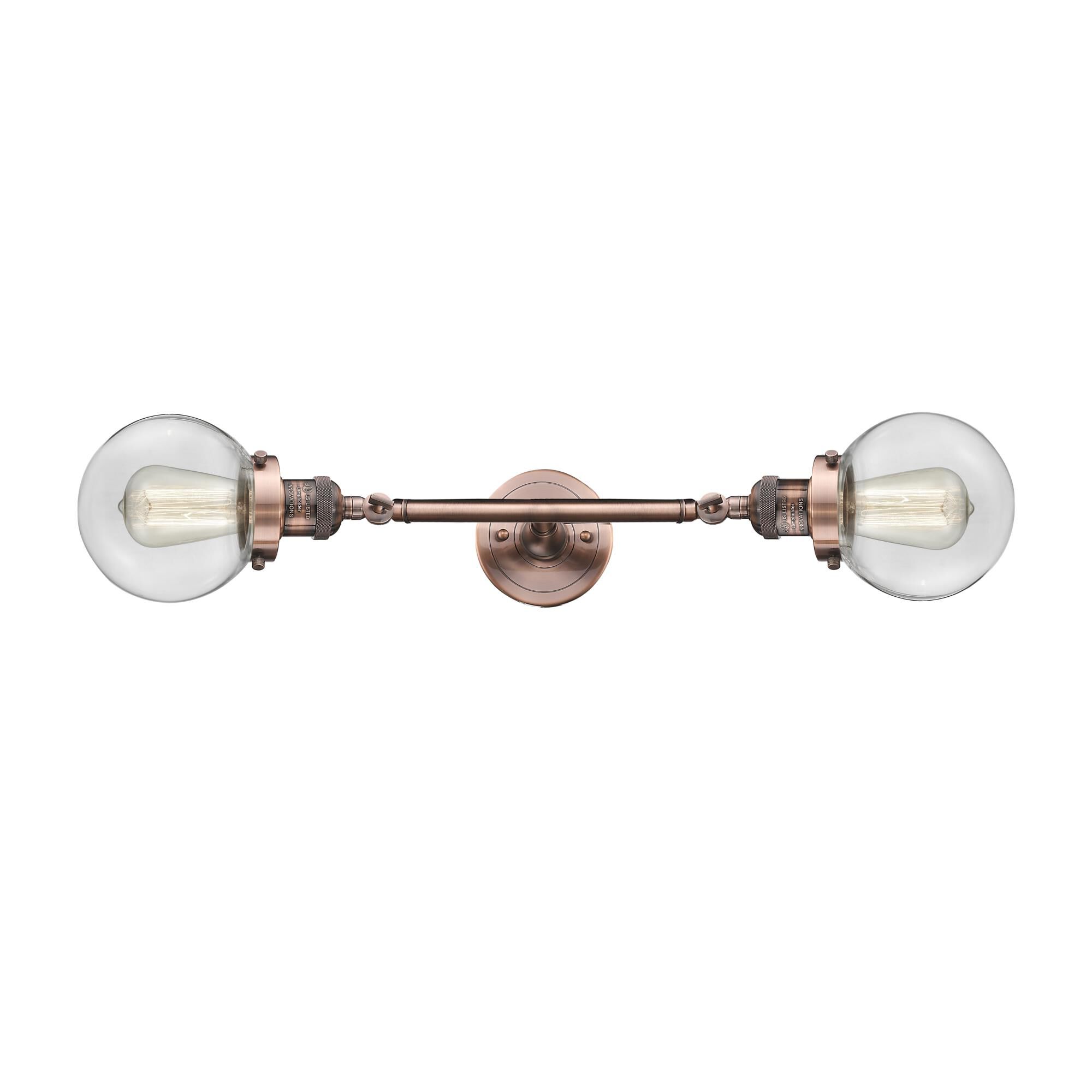 Shown in Antique Copper finish and Clear glass