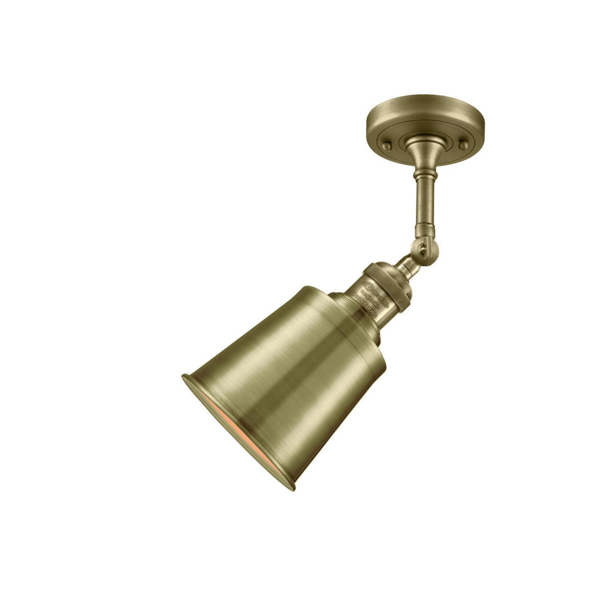 Shown in Antique Brass finish and Antique Brass glass and Antique Brass shade and No Accent accent