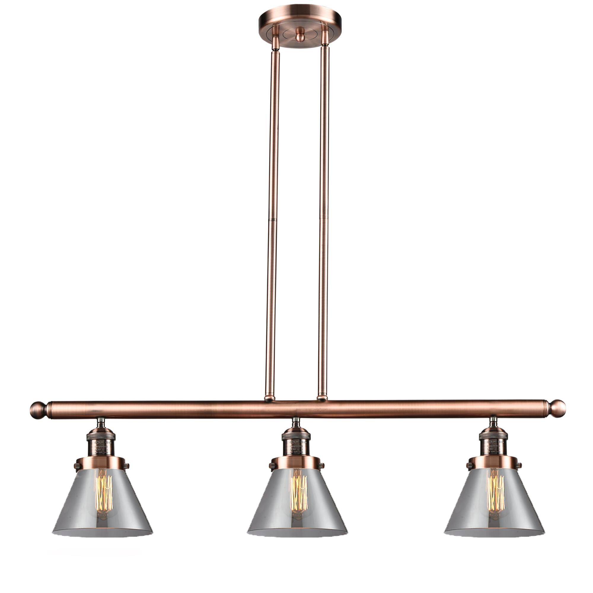 Bruno Marashlian Large Cone 36 Inch 3 Light Linear Suspension Light by Innovations Lighting