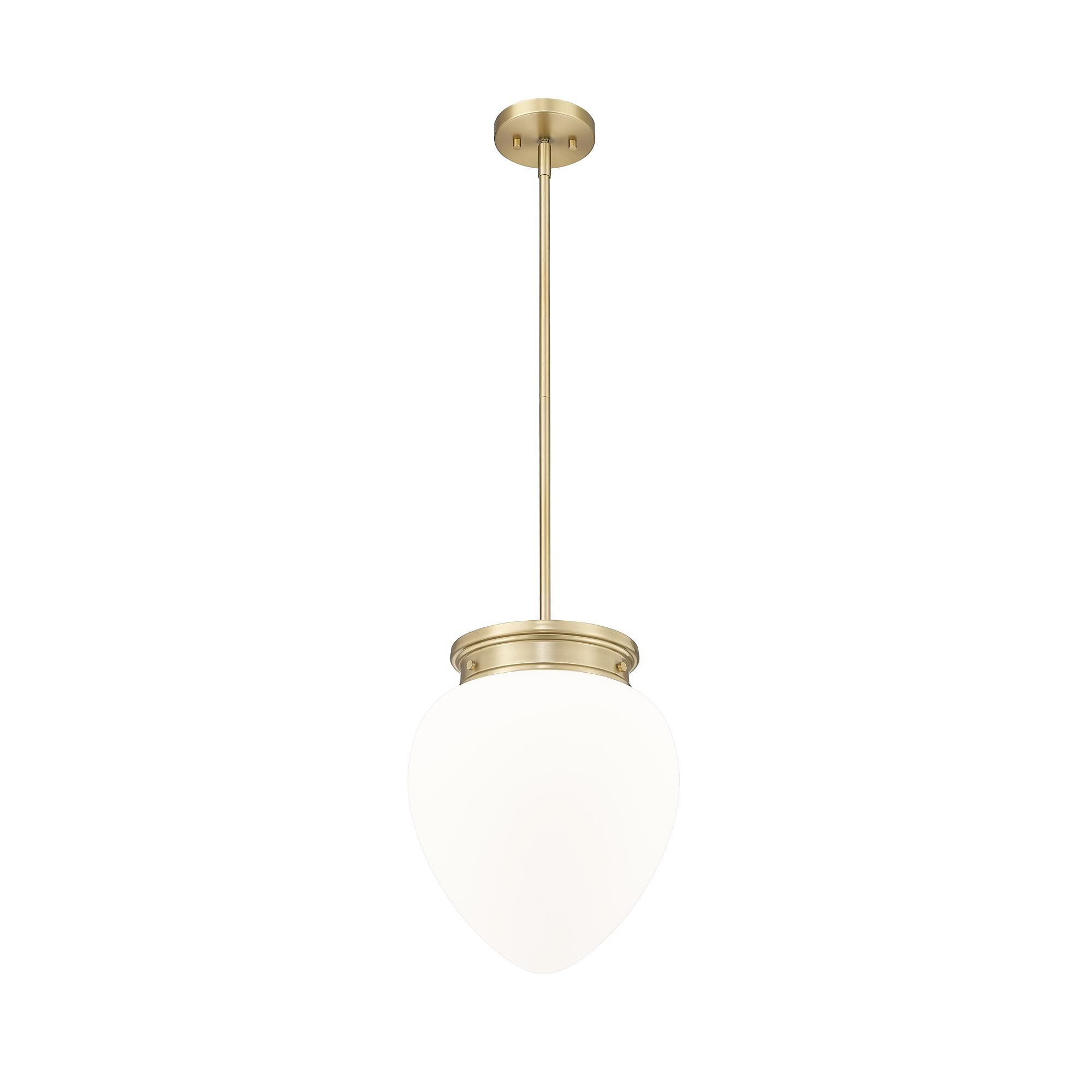 Shown in Modern Gold finish and Etched Opal glass and Etched Opal shade
