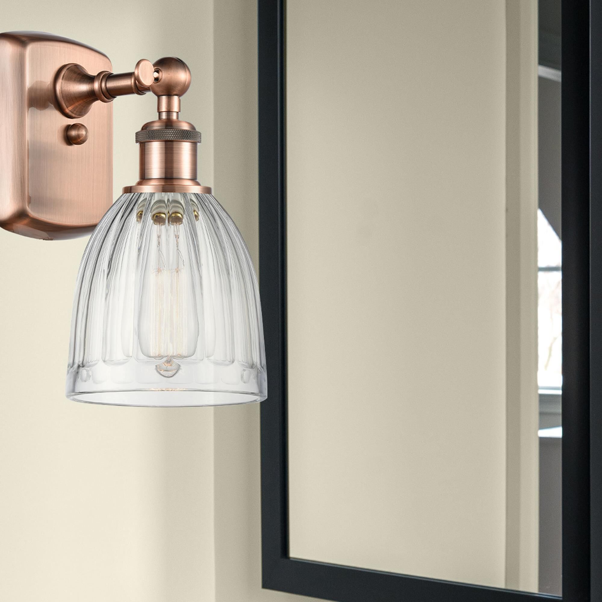 Shown in Antique Copper finish and Drum glass and Glass shade