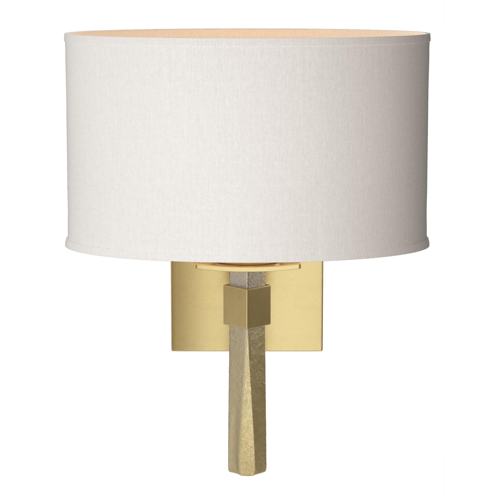 Shown in Modern Brass finish and Flax shade