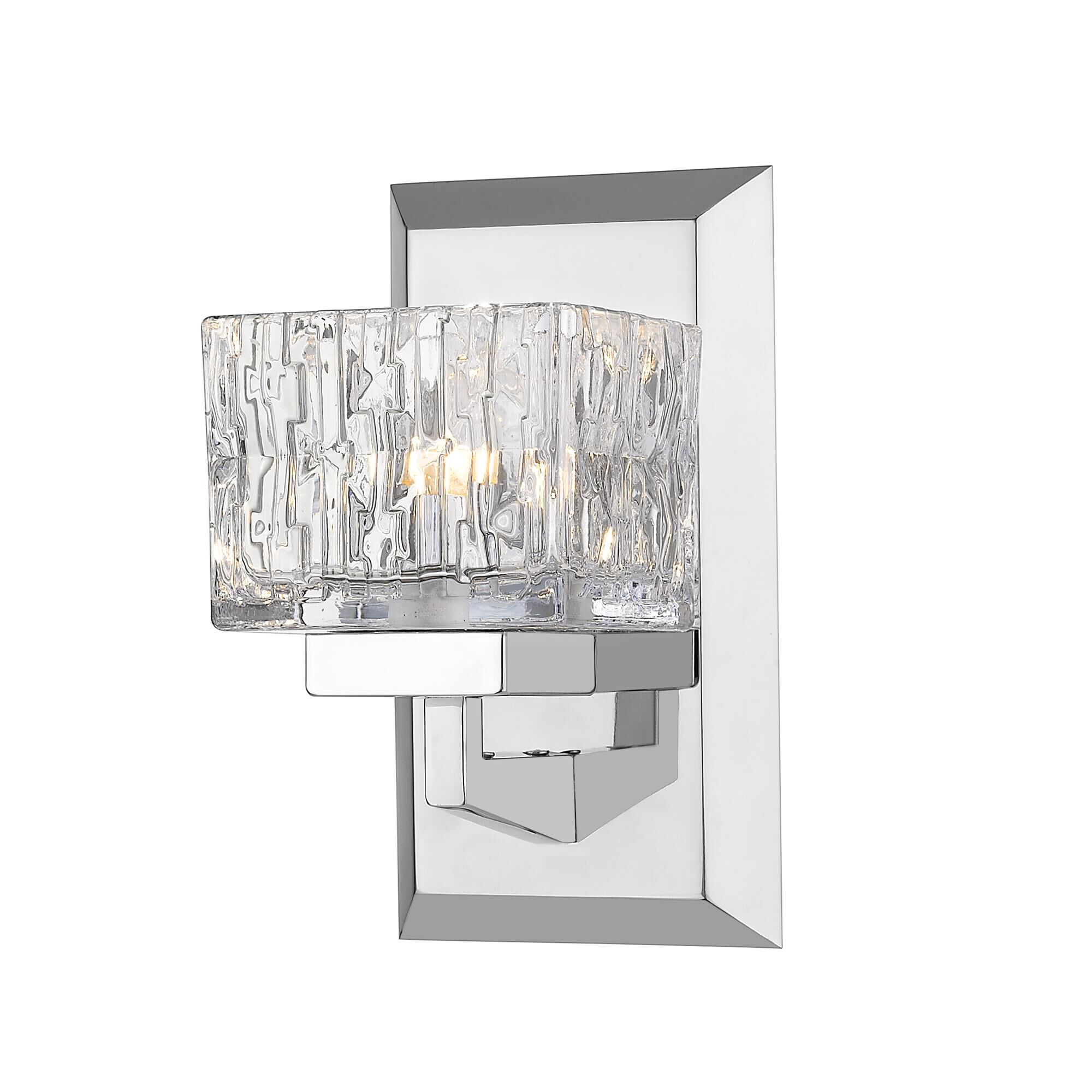 Shown in Chrome finish and Glass shade