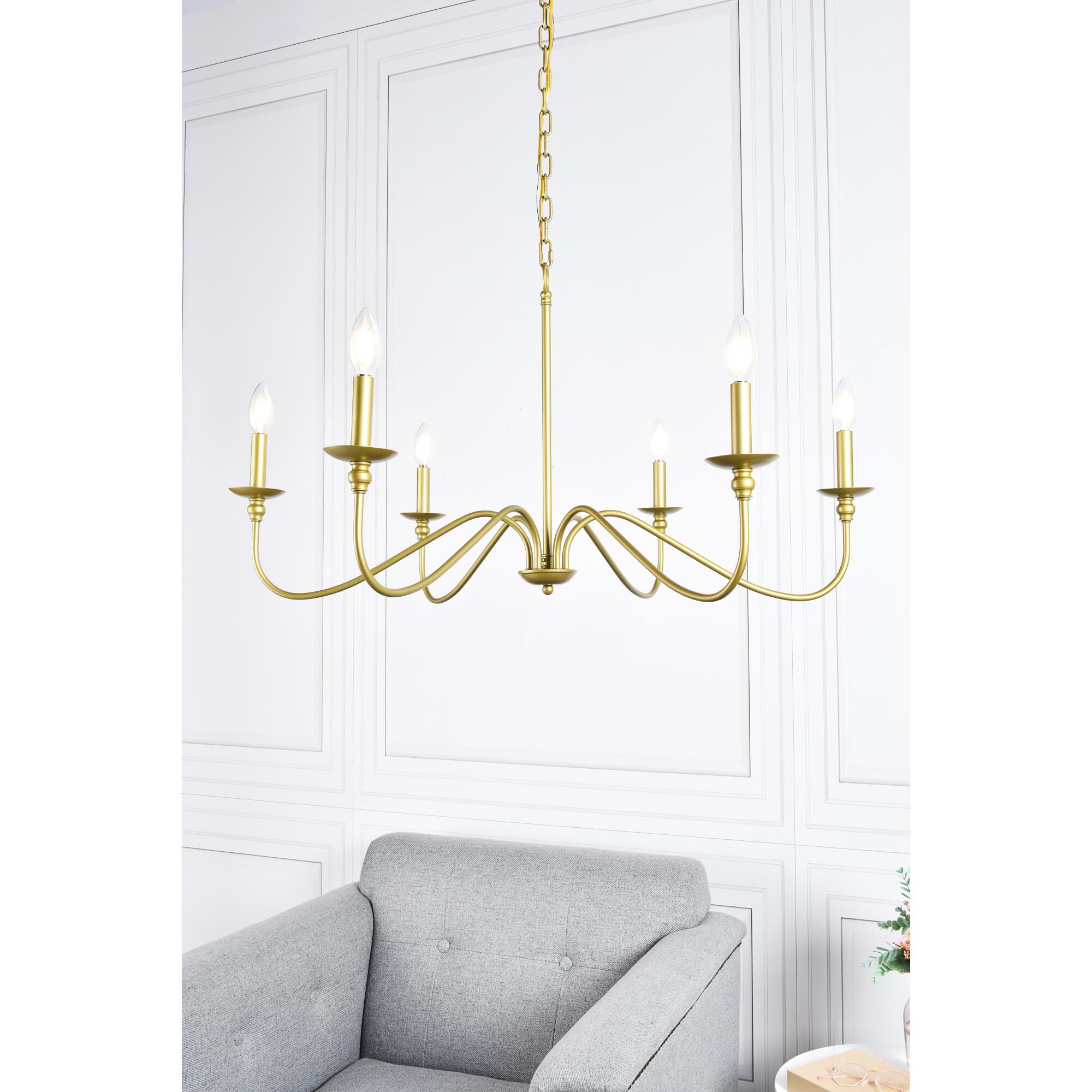 Rohan 36 Inch 6 Light Chandelier by Elegant Lighting