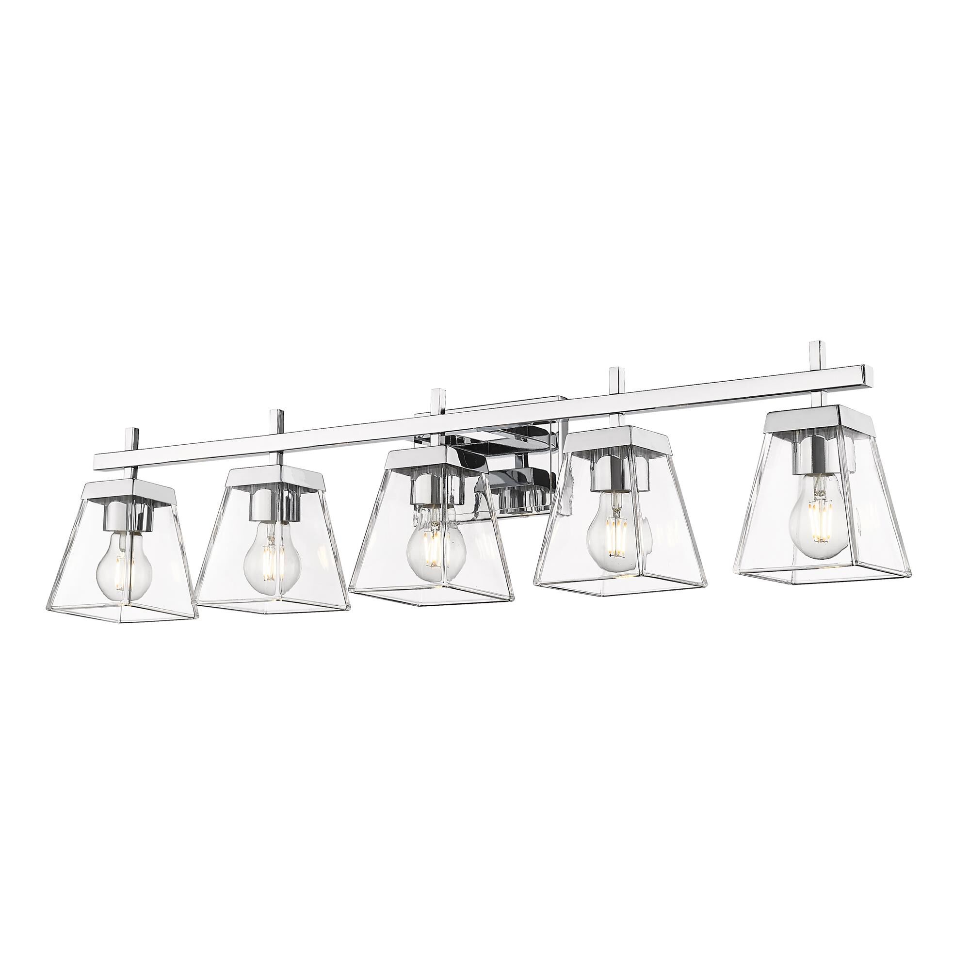 Shown in Chrome finish and Clear glass