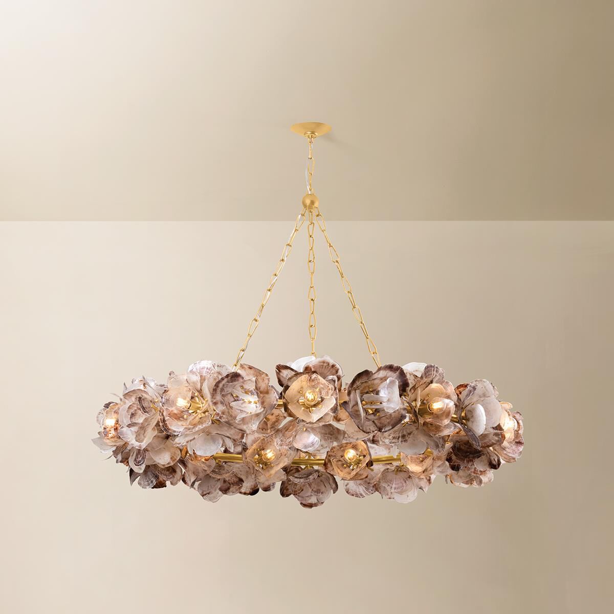 Shown in Vintage Gold Leaf finish and Oyster Shell shade