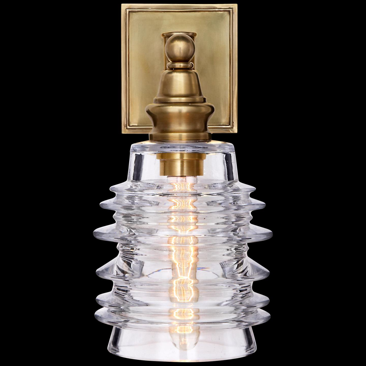 Shown in Antique-Burnished Brass finish and Clear glass