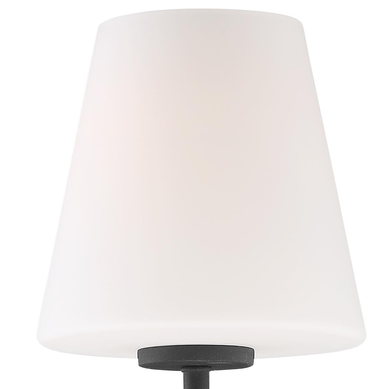 Shown in Black Forged finish and Glass glass and White shade