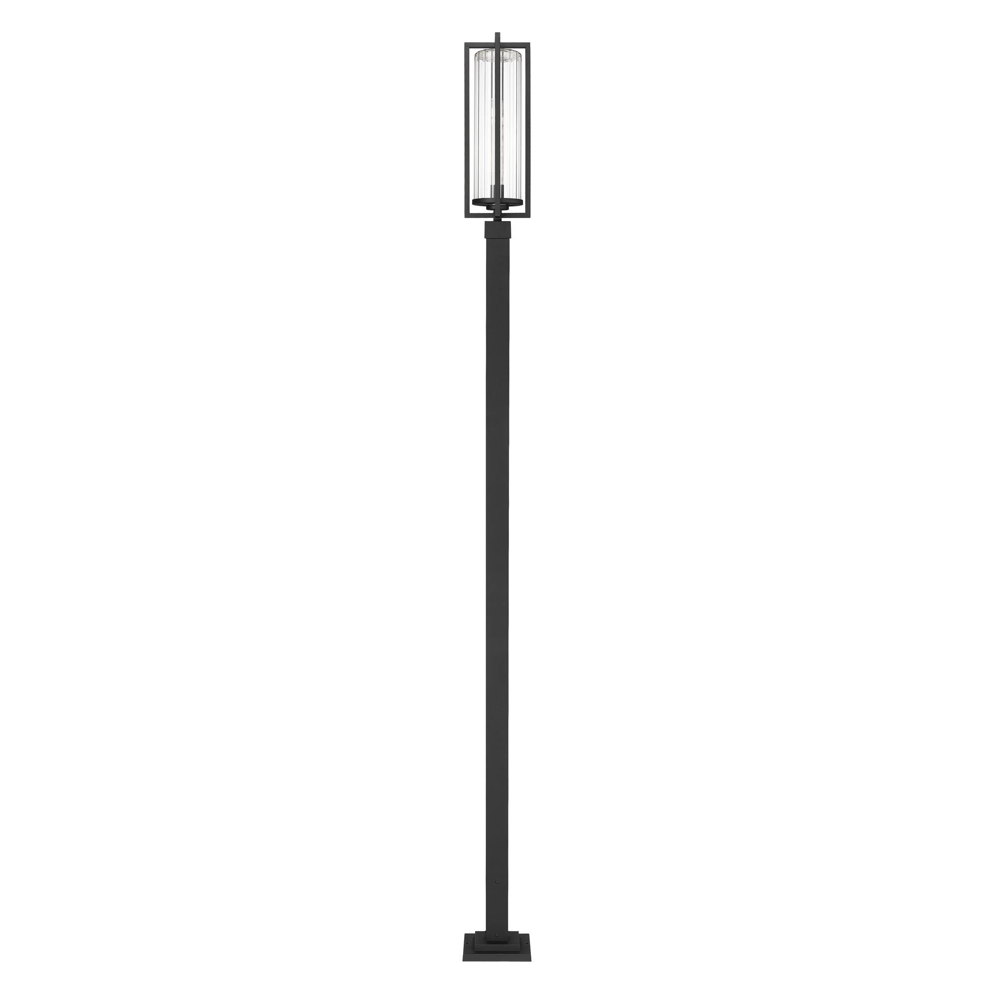Shown in Black finish and Clear Ribbed glass and Clear Ribbed shade