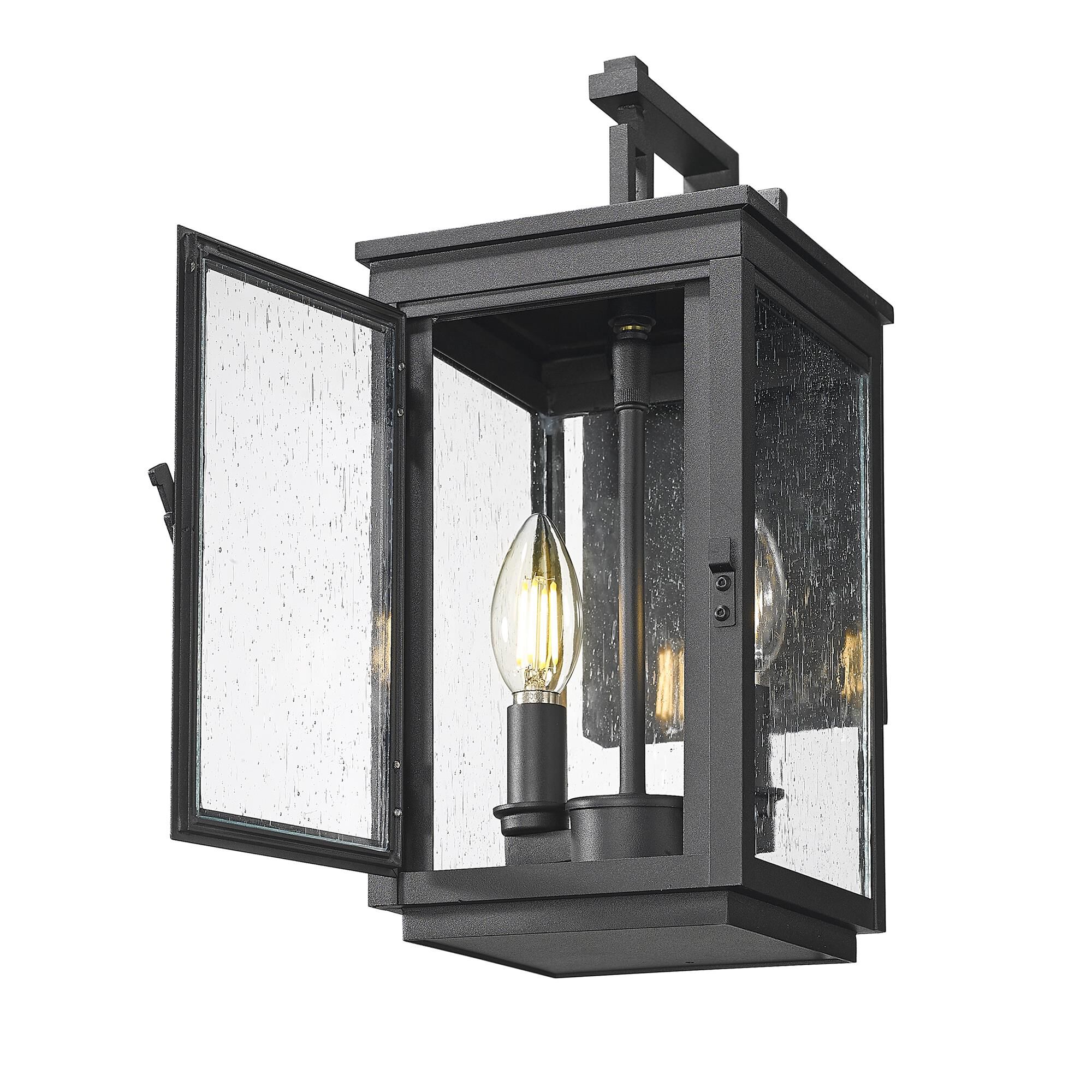 Shown in Sand Black finish and Clear Seedy glass and Clear Seedy shade