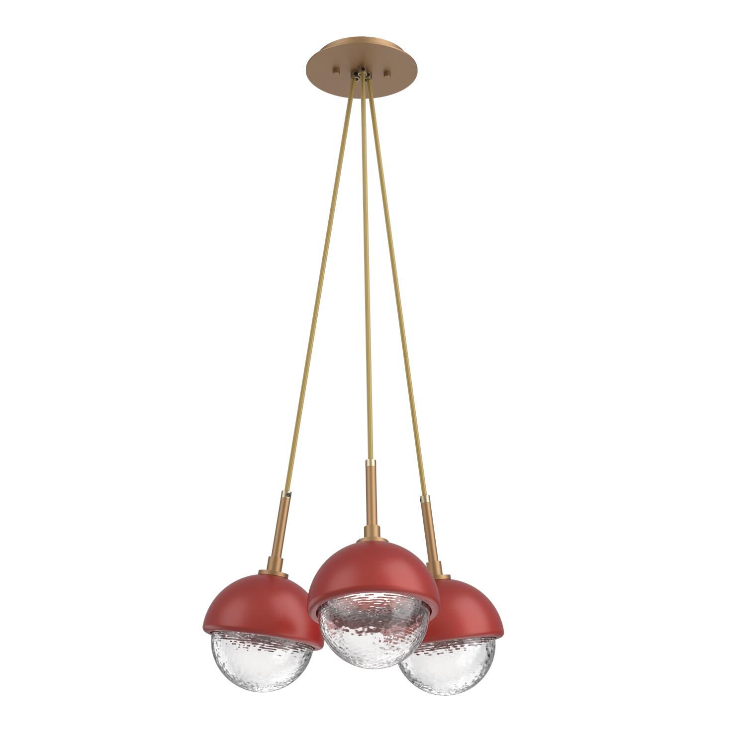 Shown in Novel Brass finish and Clear glass and Cinnamon Red accent