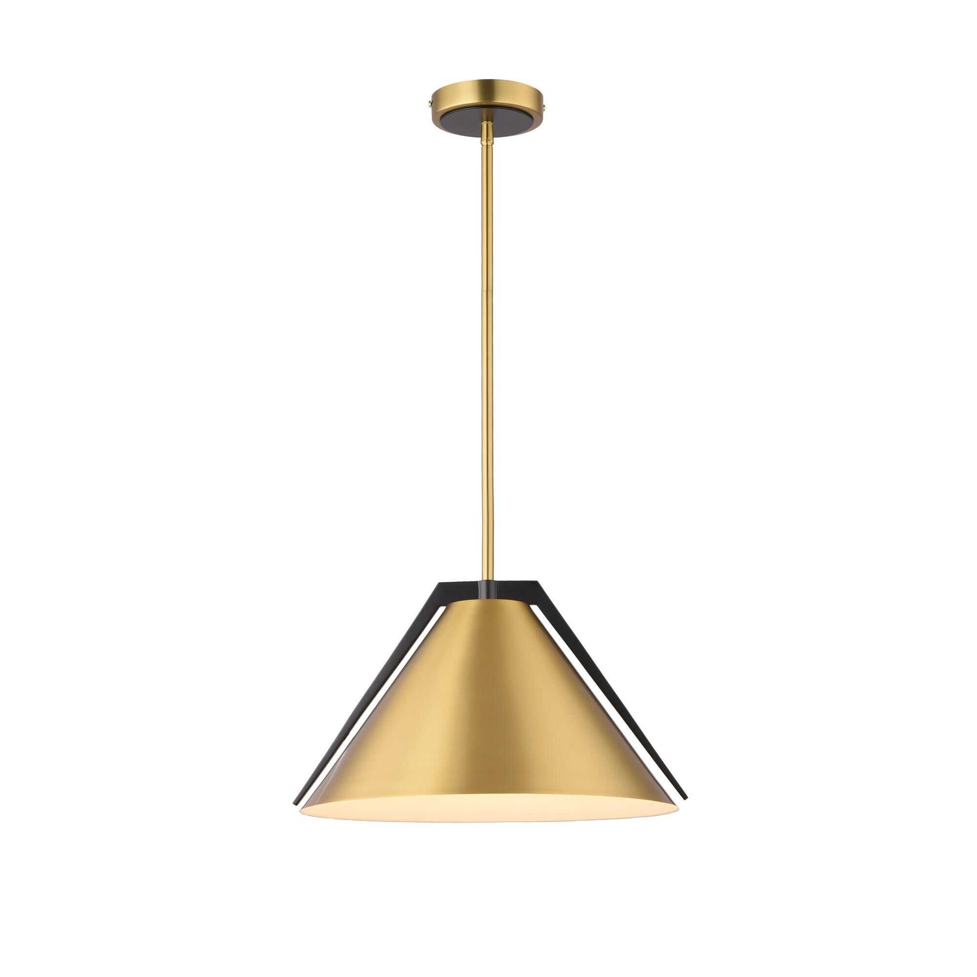 Shown in Brass And Black finish and Iron shade