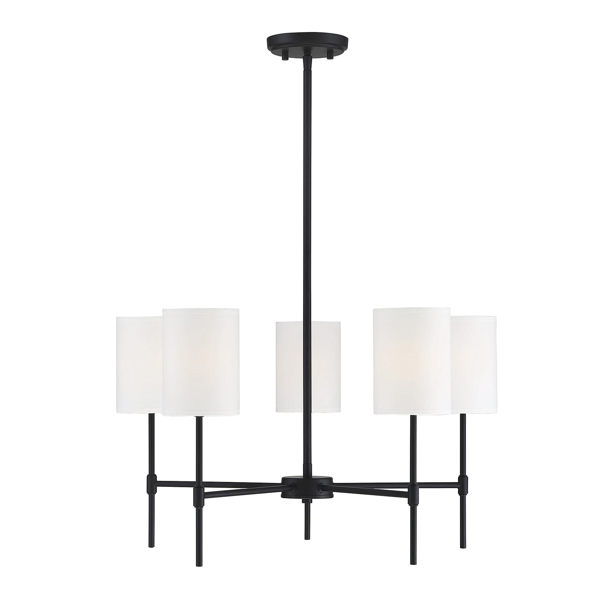Shown in Matte Black finish and White Fabric shade